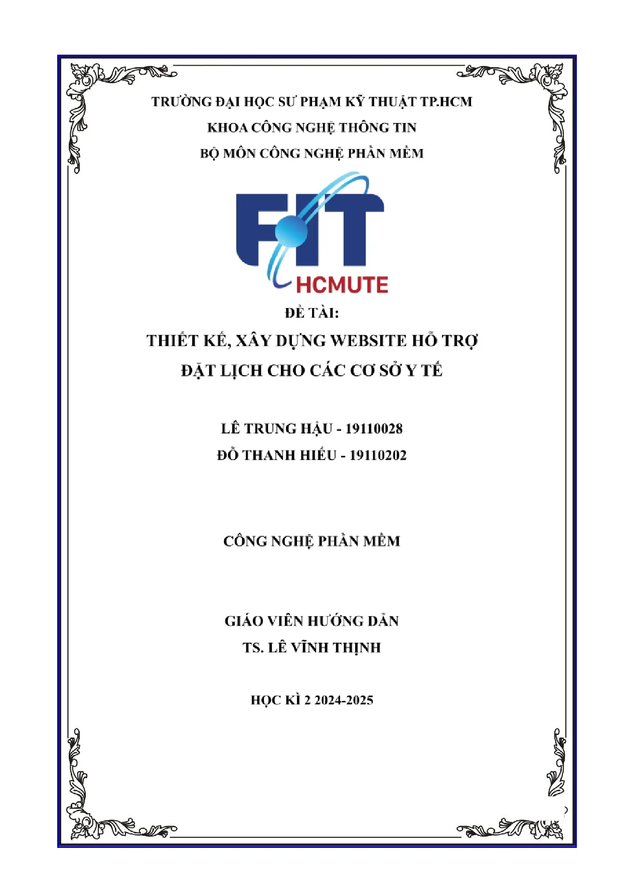 Đồ án tốt nghiệp - Thiết kế, xây dựng Website hỗ trợ đặt lịch cho các cơ sở y tế - Trang 2