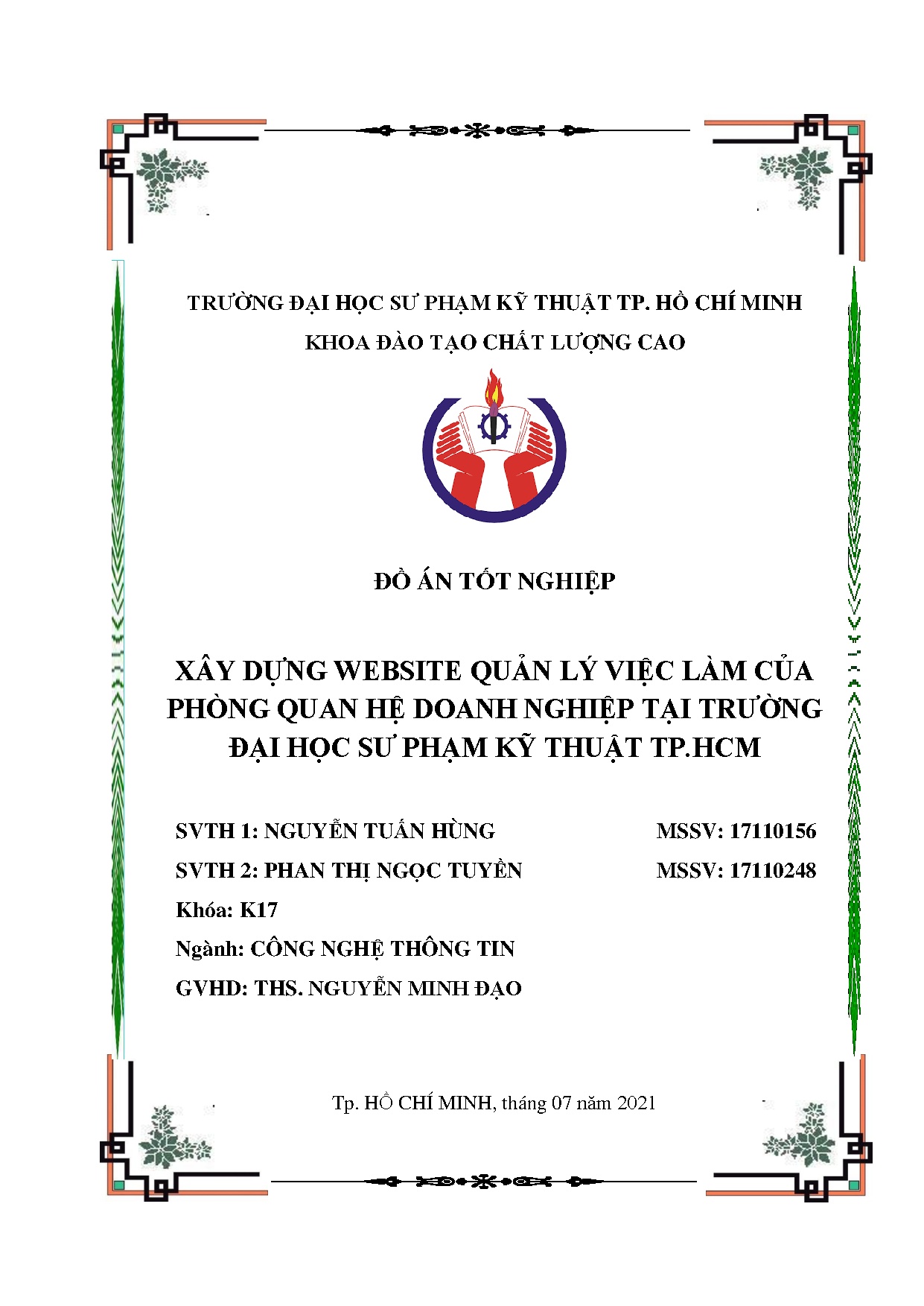 Đồ án tốt nghiệp - Xây dựng website quản lý việc làm của phòng Quan hệ DNTTĐHSPKTTĐÁTNKĐTCLCNCNTT