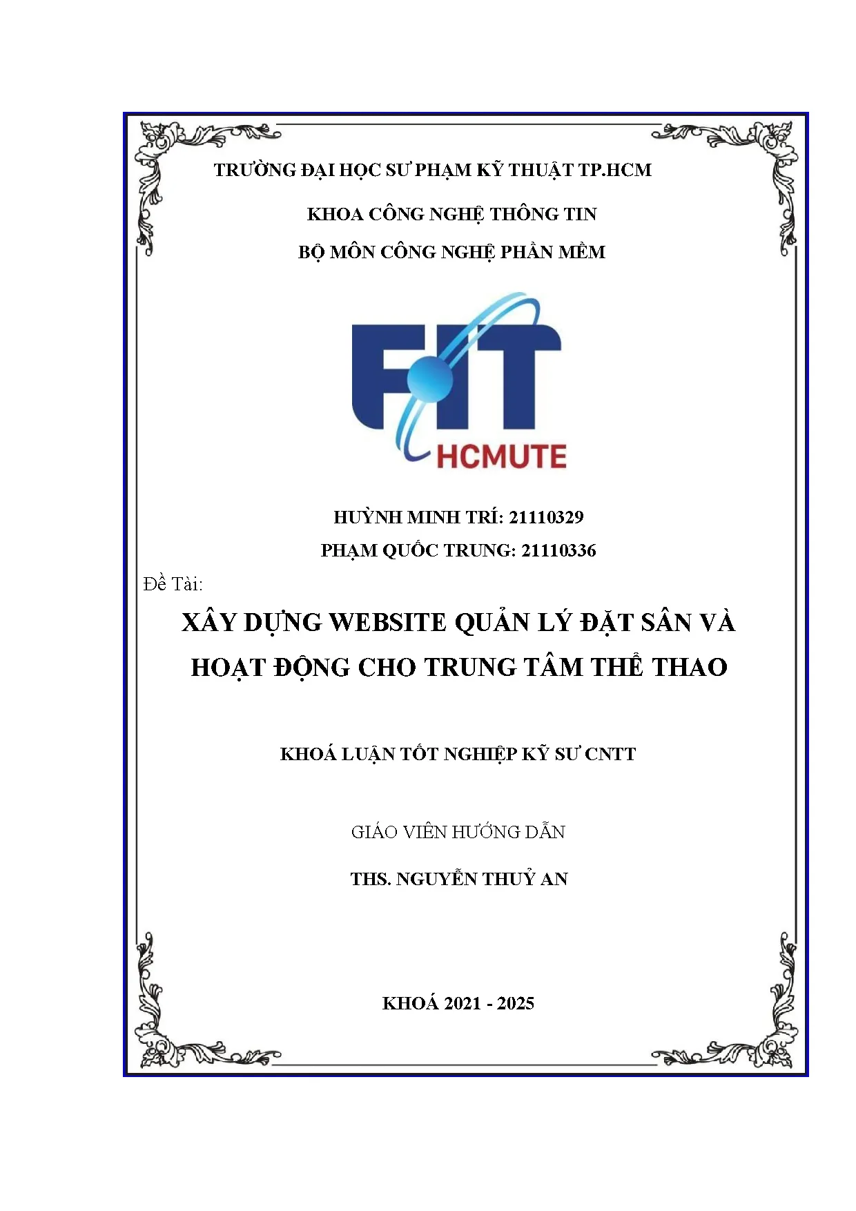 Đồ án tốt nghiệp - Xây dựng website quản lý đặt sân và hoạt động cho trung tâm thể thao