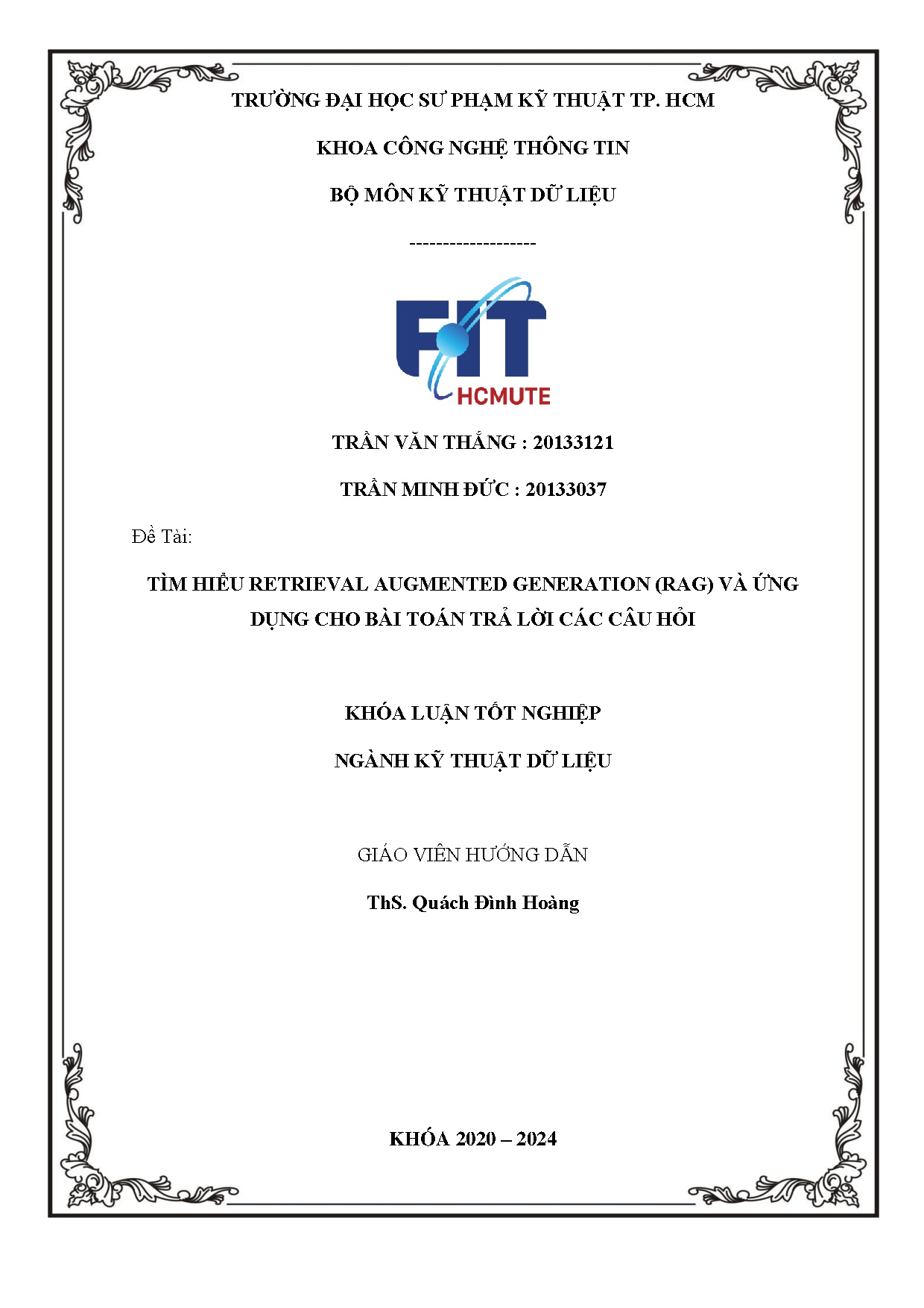 Đồ án tốt nghiệp - Tìm hiểu Retrieval augmented generation(RAG) và ứng dụng cho bài toán trả lời CCH