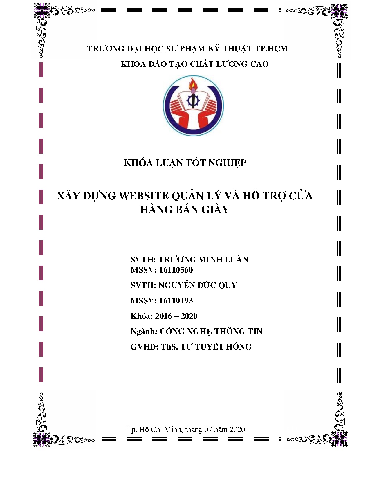 Đồ án tốt nghiệp - Xây dựng Website quản lí và hỗ trợ của hàng bán giày