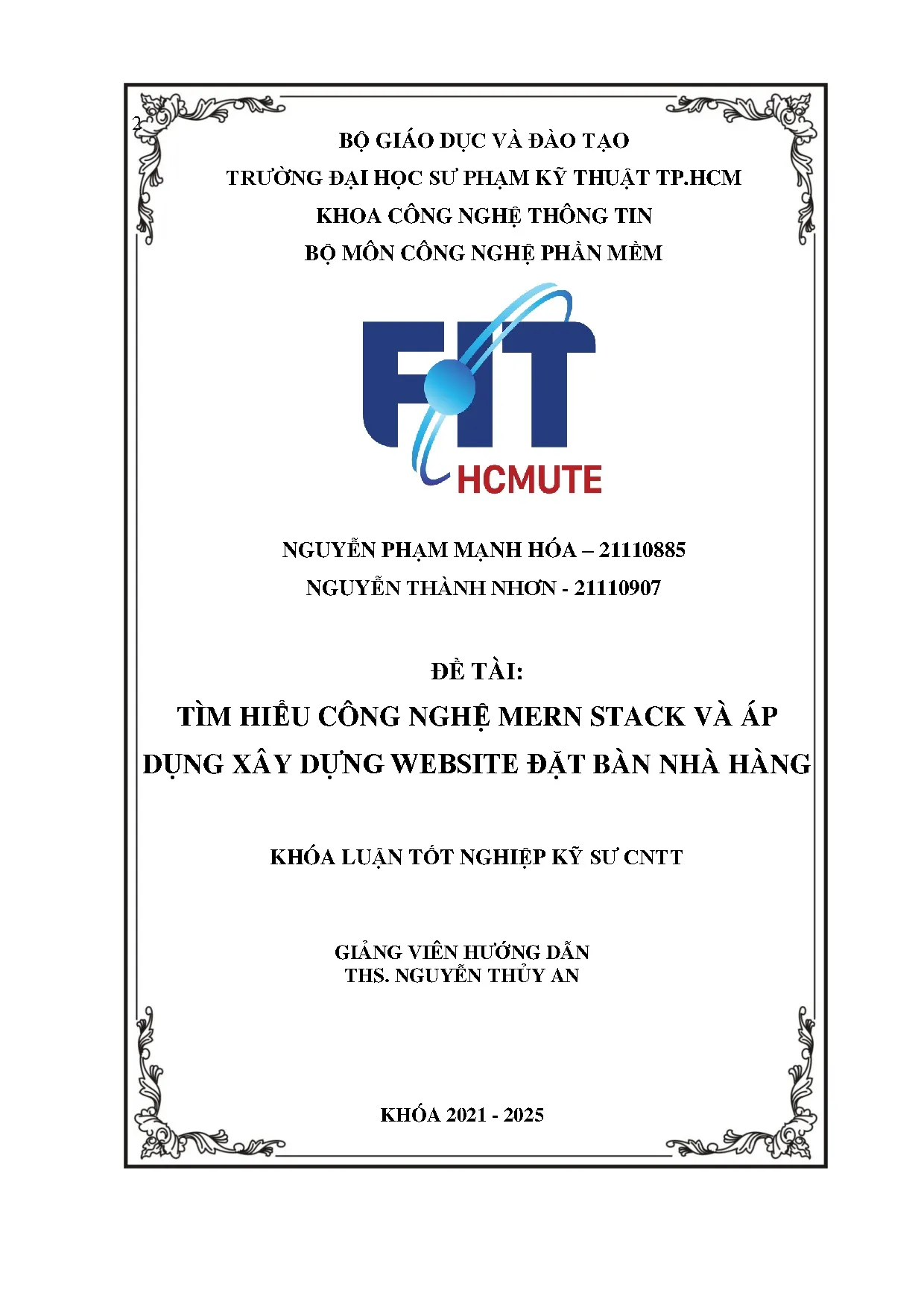 Đồ án tốt nghiệp - Tìm hiểu công nghệ Mern Stack và áp dụng xây dựng website đặt bàn nhà hàng - Trang 2