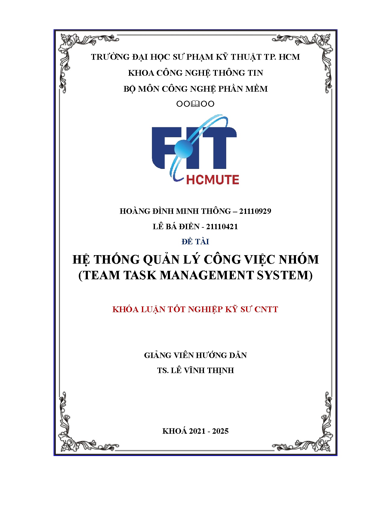 Đồ án tốt nghiệp - Hệ thống quản lý công việc nhóm (Team Task Management System)