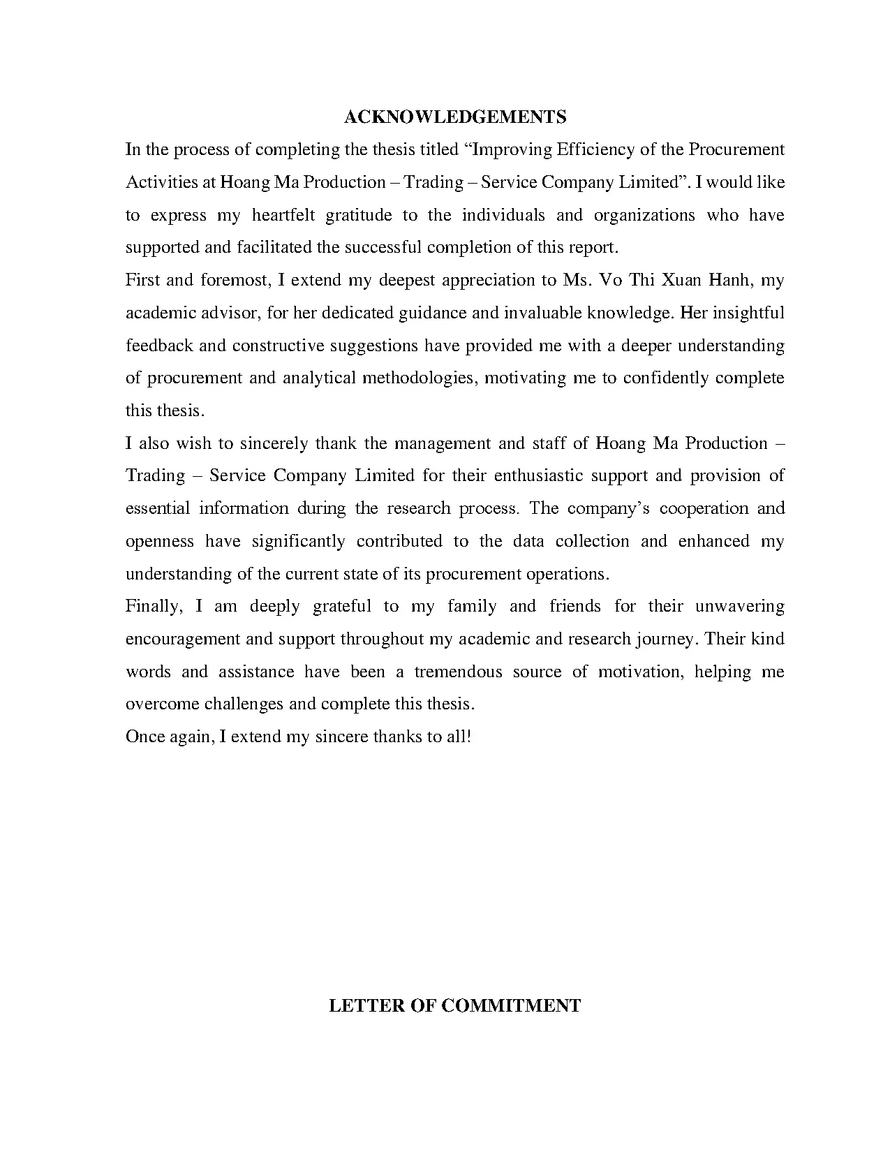 Đồ án tốt nghiệp - Improving efficiency of the procurement activities at Hoang Ma P - T - SCL - Trang 3