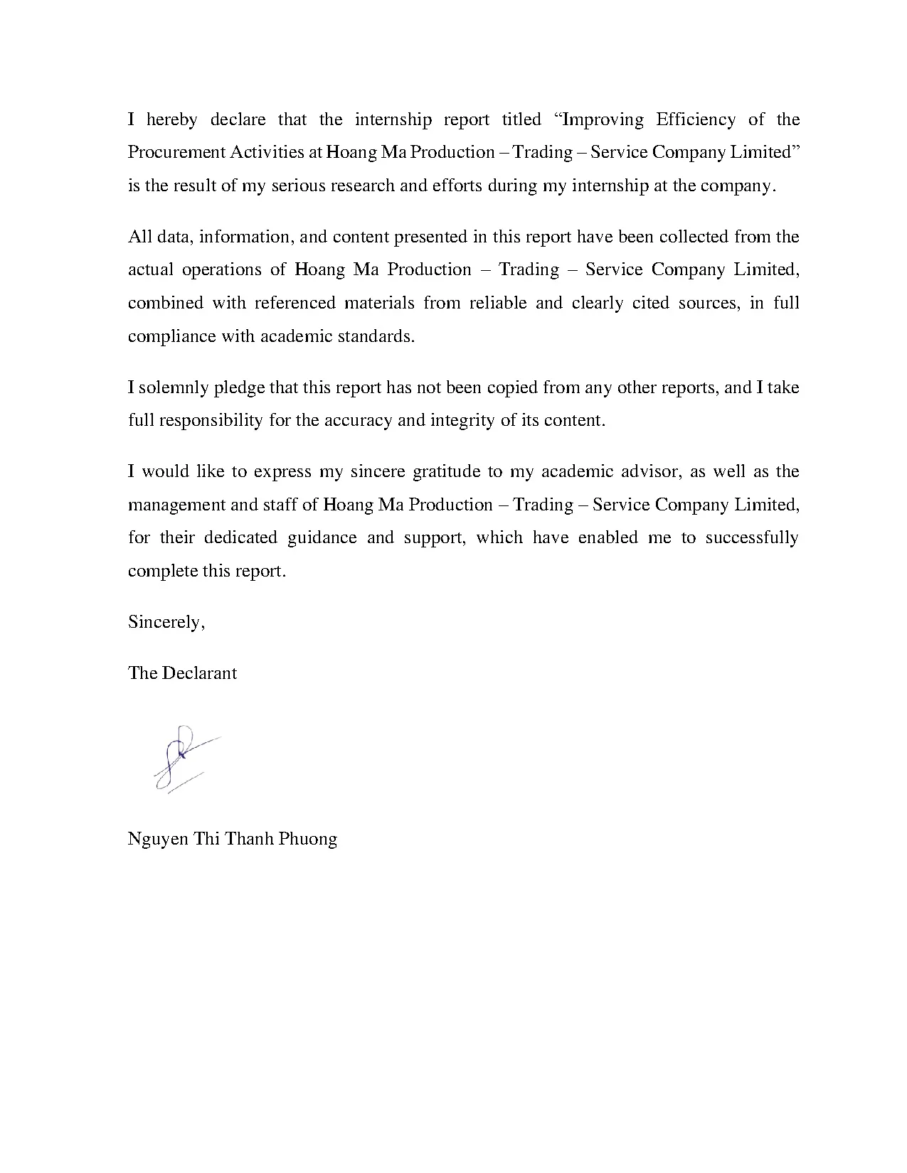 Đồ án tốt nghiệp - Improving efficiency of the procurement activities at Hoang Ma P - T - SCL - Trang 4