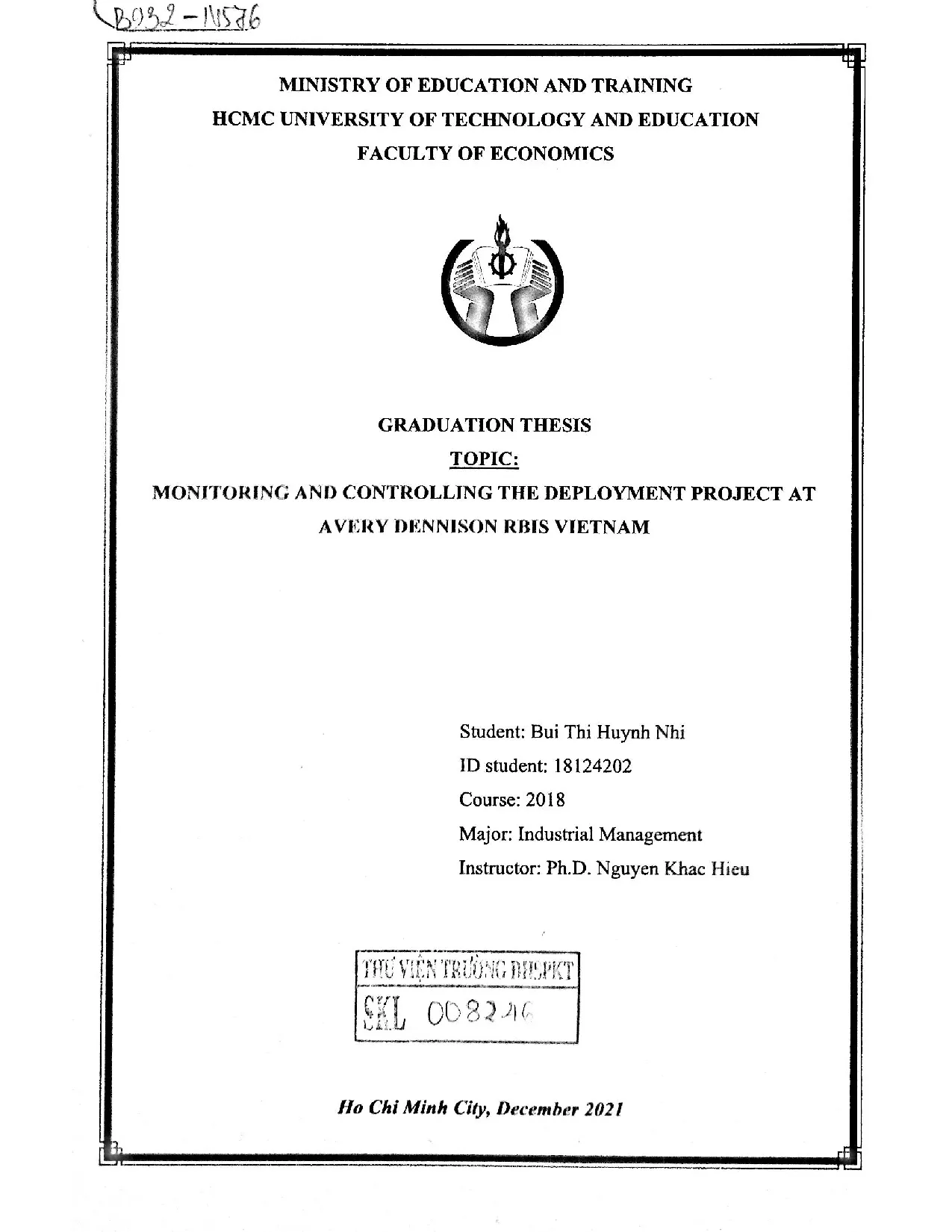 Đồ án tốt nghiệp - Monitoring and controlling the deployment project at Avery Dennison Rbis VietNam