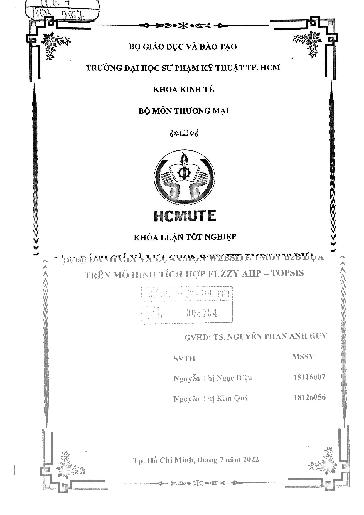 Đồ án tốt nghiệp - Đánh giá và lựa chọn website TMĐT B2B dựa trên mô hình tích hợp Fuzzy AHP - T