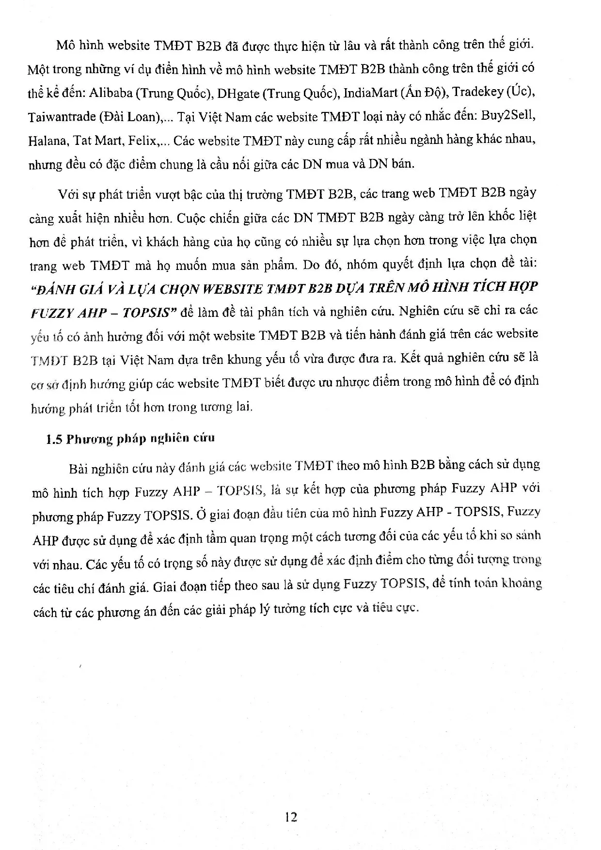 Đồ án tốt nghiệp - Đánh giá và lựa chọn website TMĐT B2B dựa trên mô hình tích hợp Fuzzy AHP - T - Trang 16