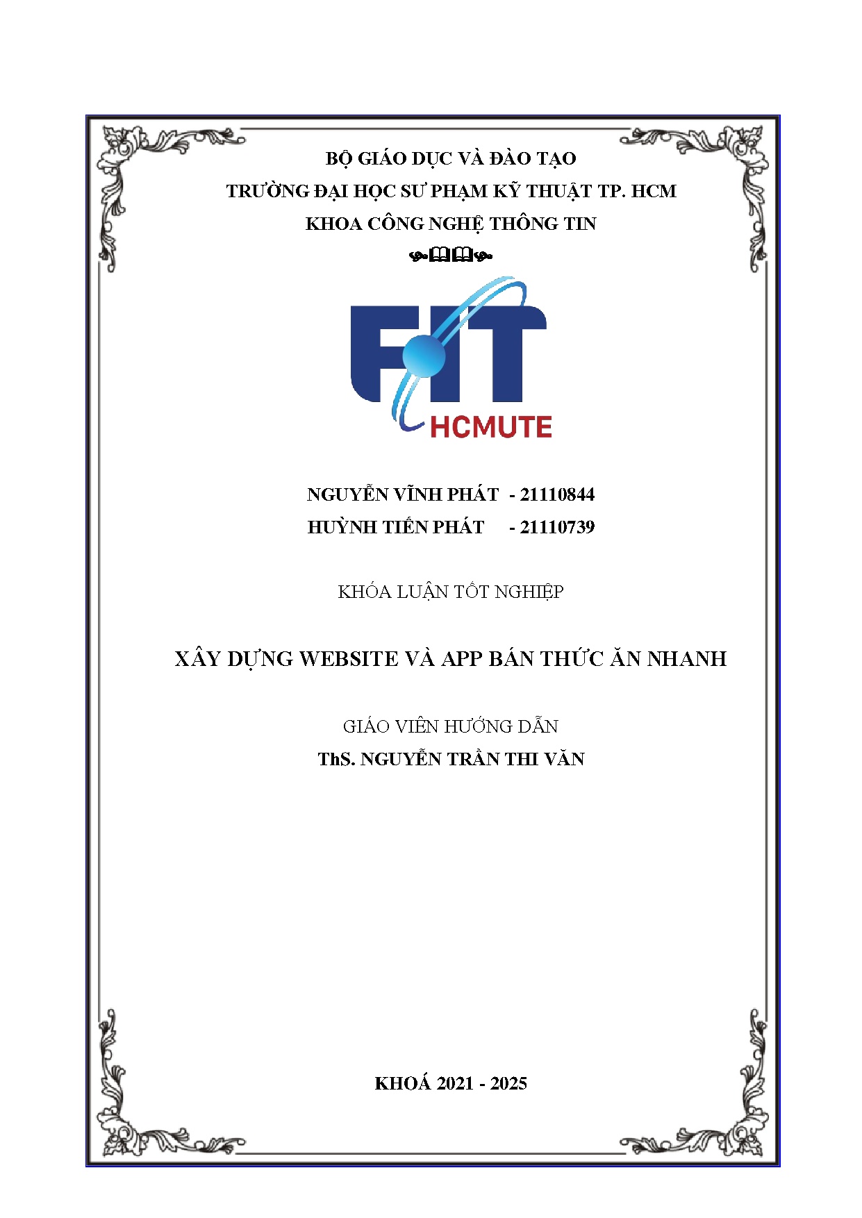 Đồ án tốt nghiệp - Xây dựng website và App bán thức ăn nhanh