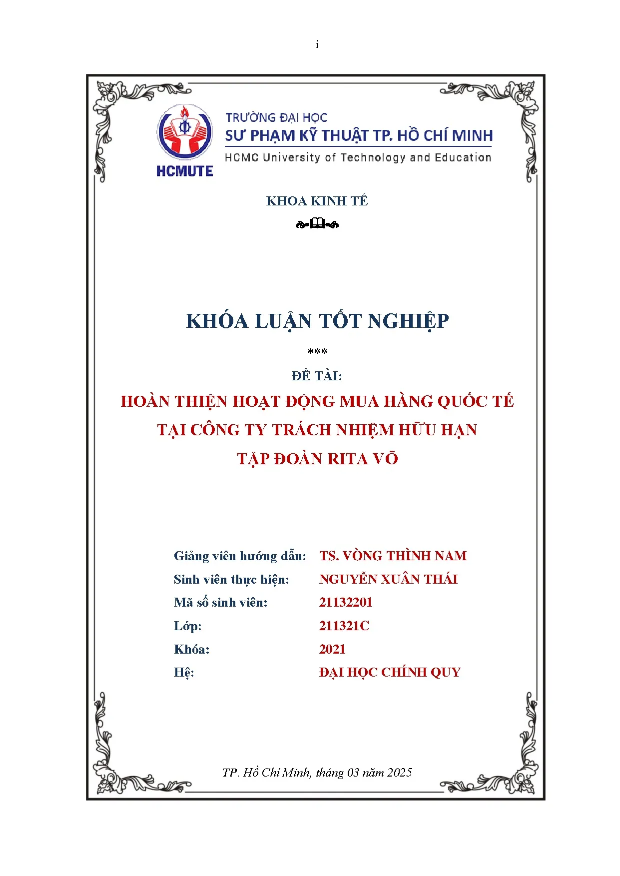 Đồ án tốt nghiệp - Hoàn thiện hoạt động mua hàng Quốc tế tại Công ty trách nhiệm hữu hạn tập đoàn RV