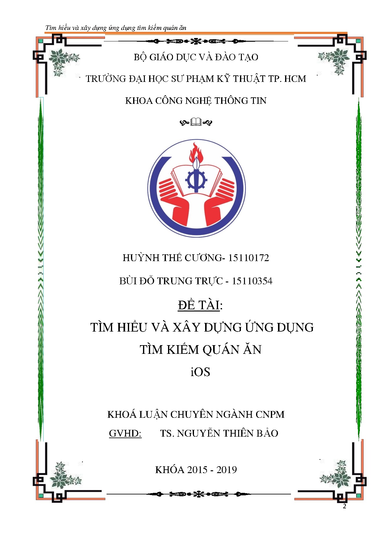 Đồ án tốt nghiệp - Tìm hiểu và xây dựng ứng dụng tìm kiếm quán ăn iOS