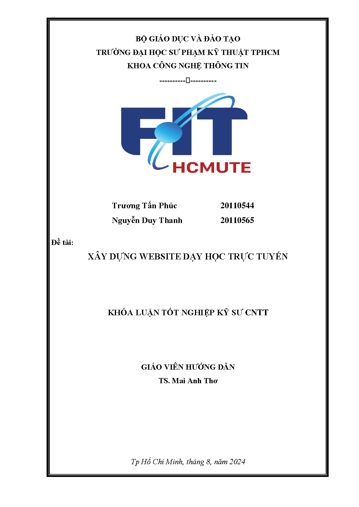 Đồ án tốt nghiệp - Xây dựng website dạy học trực tuyến