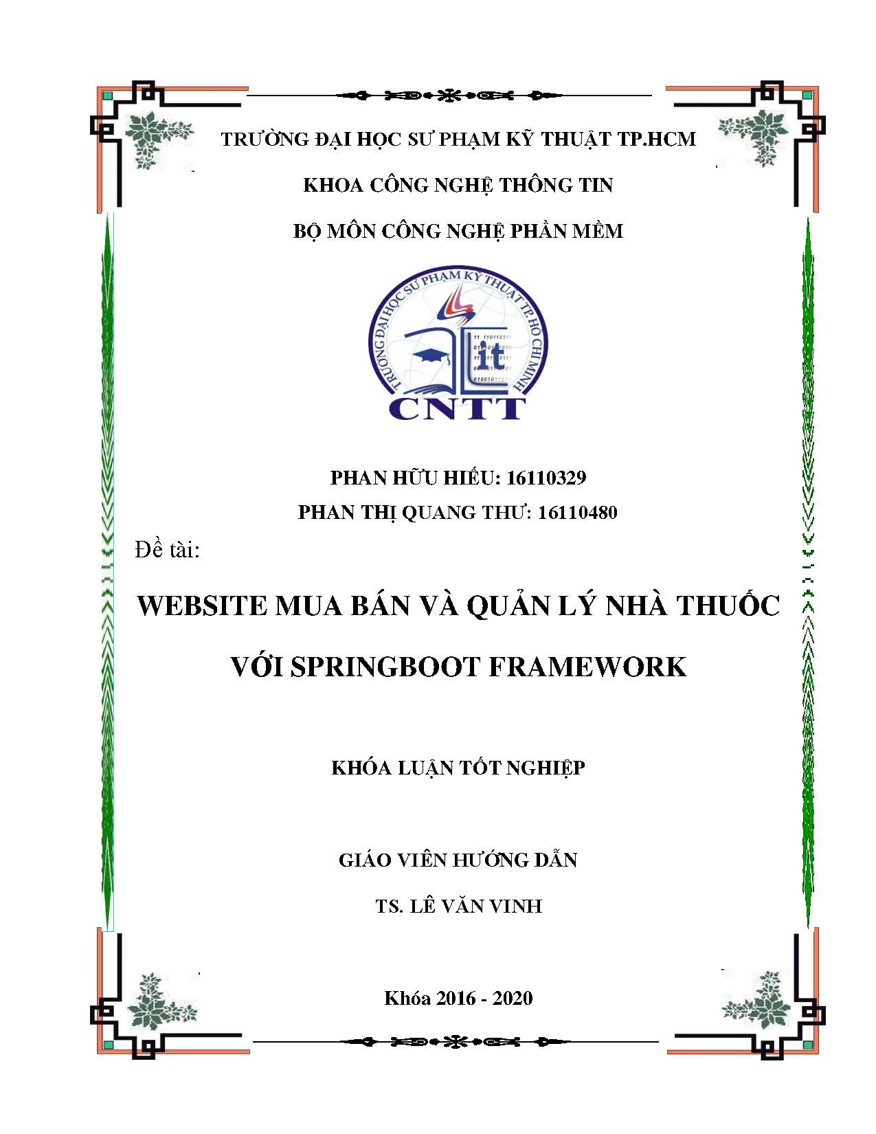Đồ án tốt nghiệp - Website mua bán và quản lý nhà thuốc với Springgboot Framework
