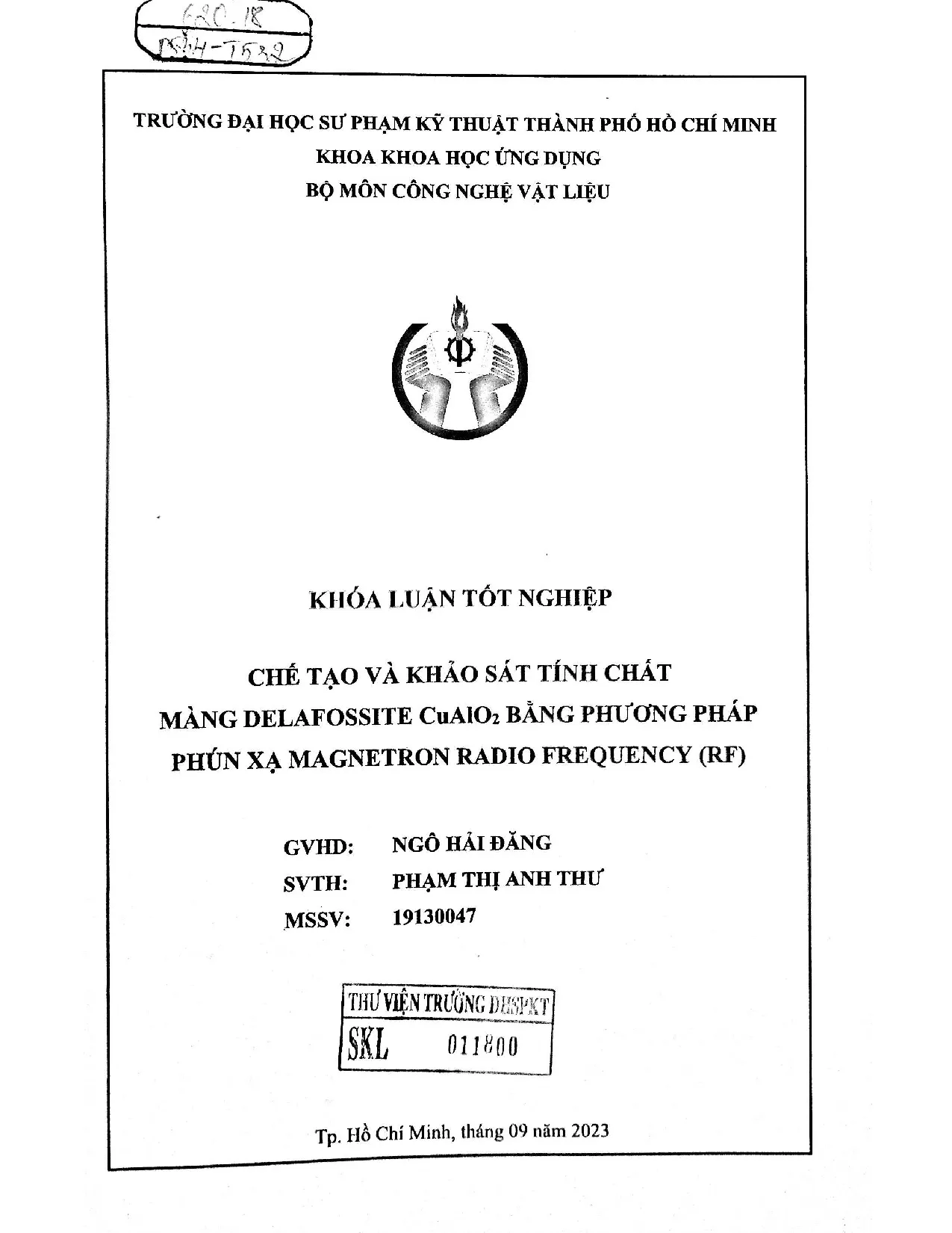 Đồ án tốt nghiệp - Chế tạo và khảo sát tính chất màng Delafossite CuAlO2 bằng phương pháp PXMRF (
