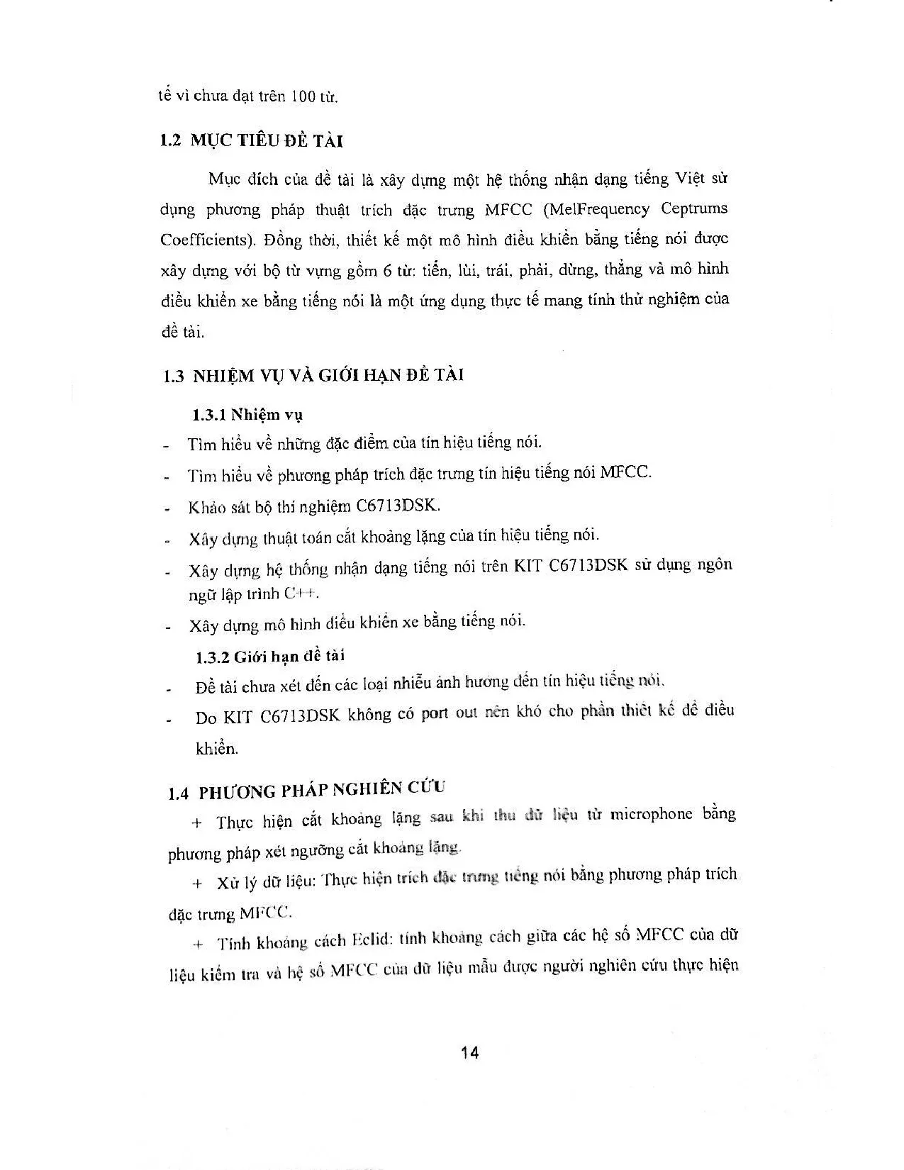 Đồ án tốt nghiệp - Nhận dạng tiếng nói trên KIT C6713 và ứng dụng trong điều khiển - Trang 12