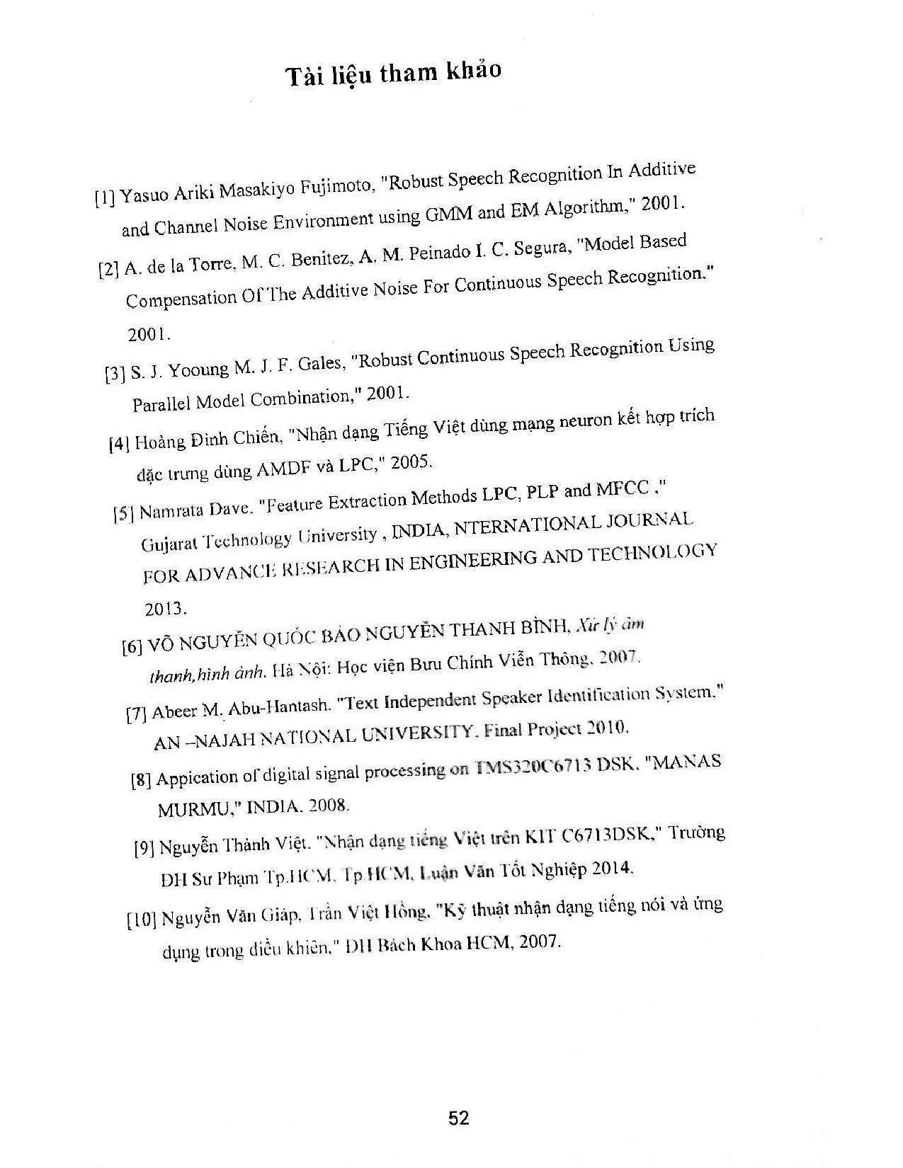 Đồ án tốt nghiệp - Nhận dạng tiếng nói trên KIT C6713 và ứng dụng trong điều khiển - Trang 49