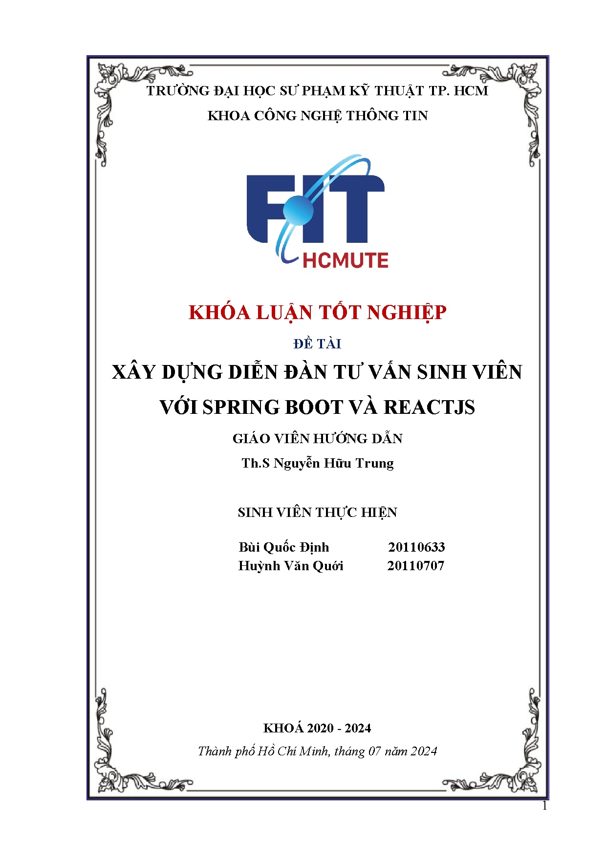 Đồ án tốt nghiệp - Xây dựng diễn đàn tư vấn sinh viên với spring boot và reactjs