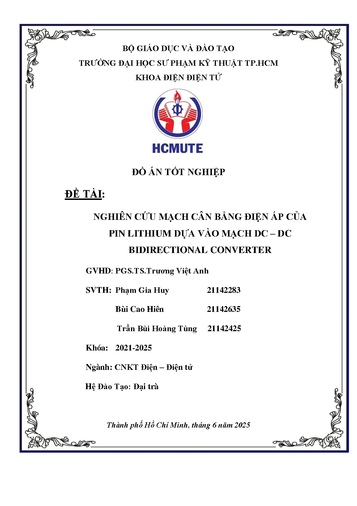 Đồ án tốt nghiệp - Nghiên cứu mạch cân bằng điện áp của Pin Lithium dựa vào mạch DC - DC BC