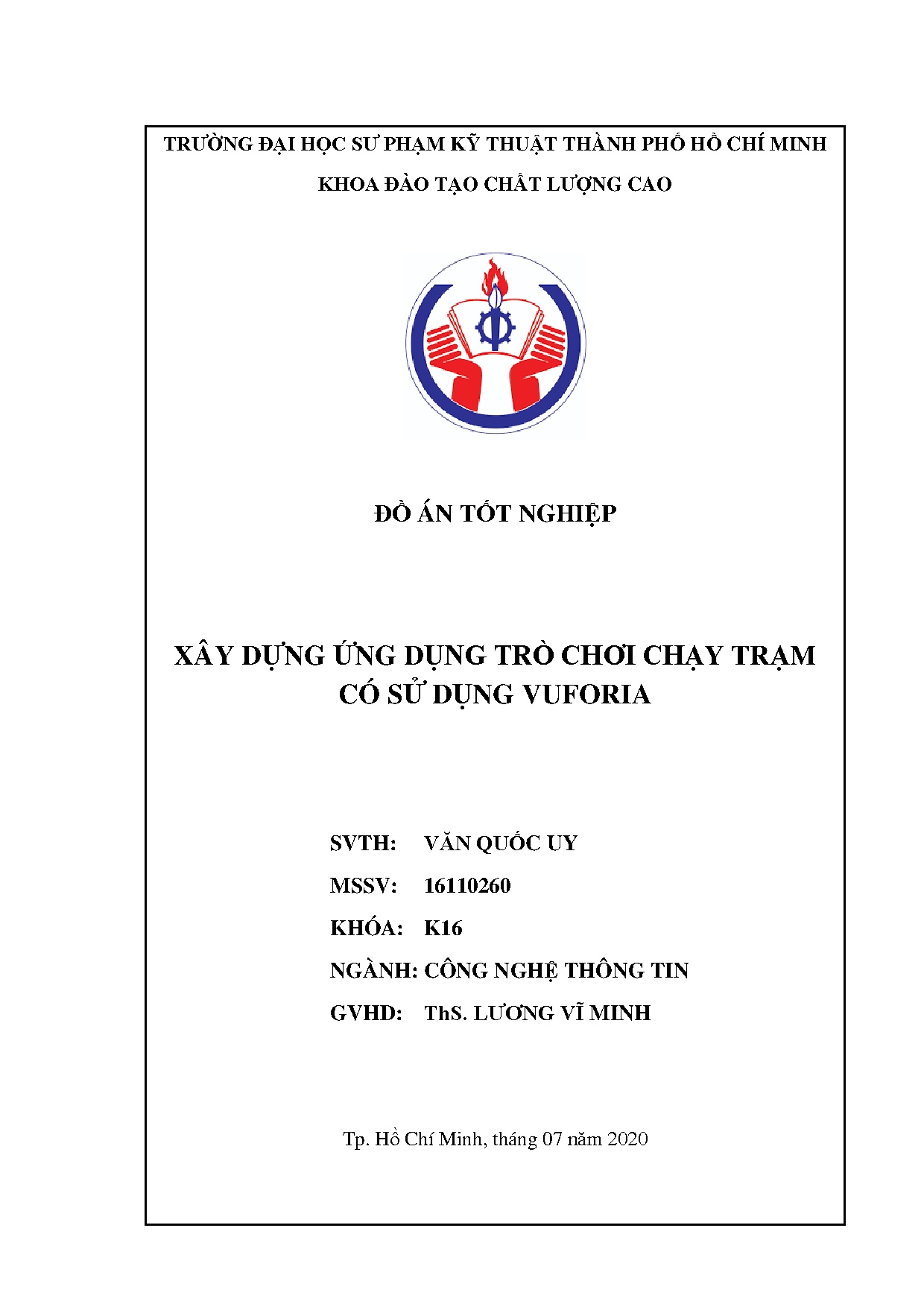 Đồ án tốt nghiệp - Xây dựng ứng dụng trò chơi chạy trạm có sử dụng VUFORIA