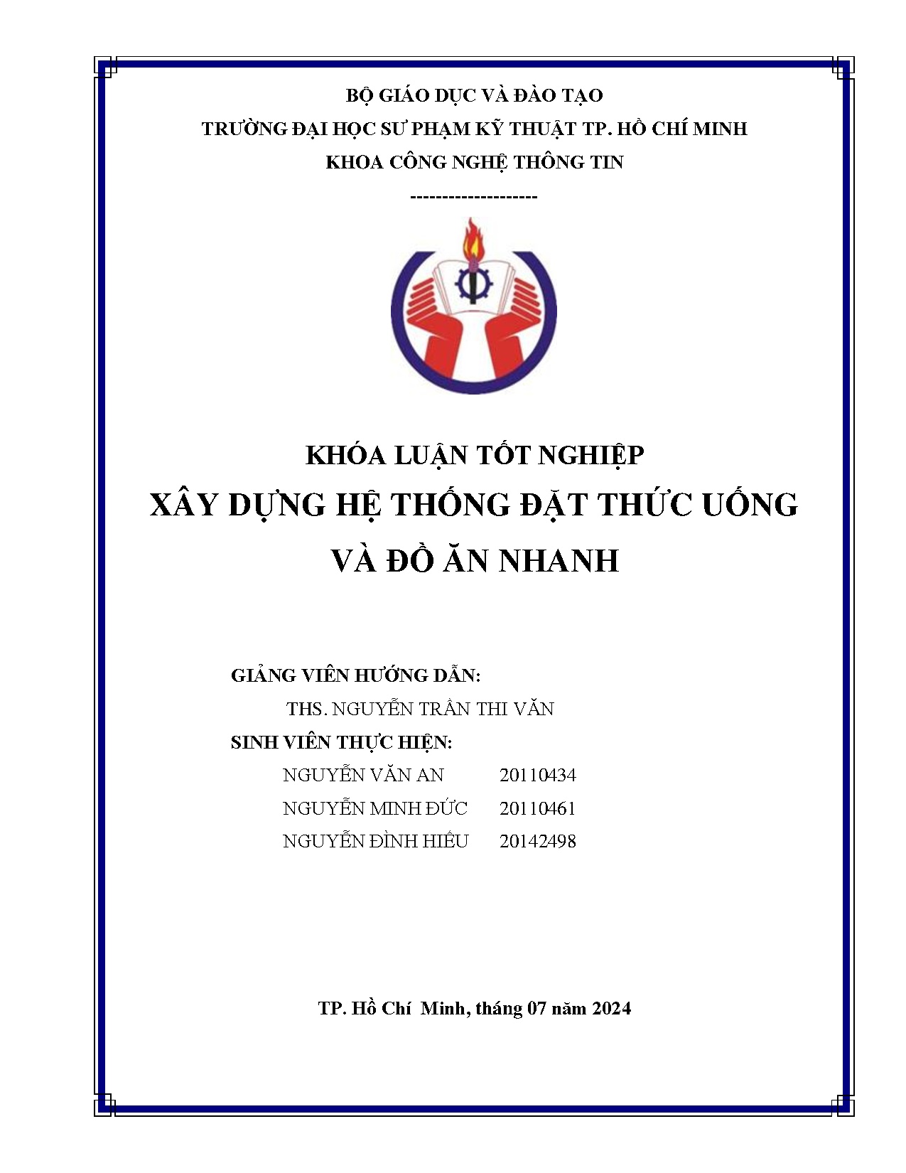 Đồ án tốt nghiệp - Xây dựng hệ thống đặt thức uống và đồ ăn nhanh