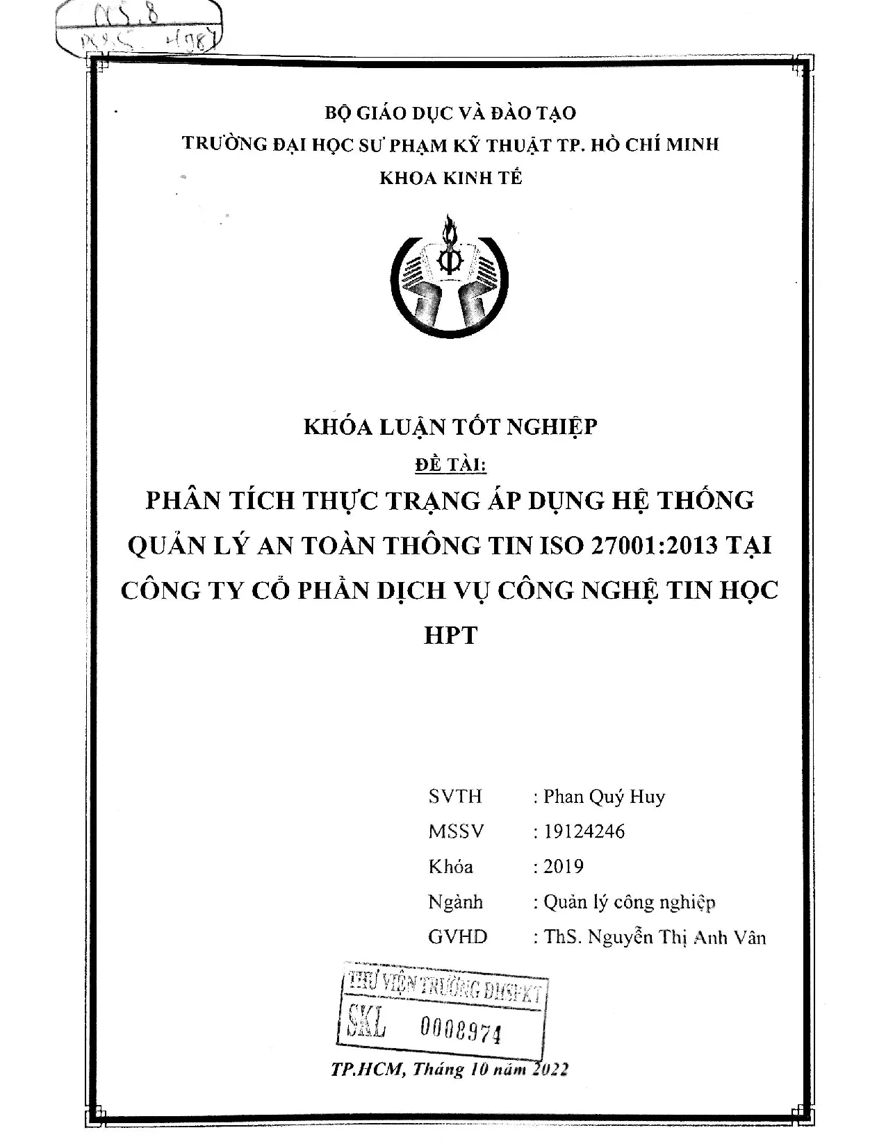 Đồ án tốt nghiệp - Phân tích thực trạng áp dụng hệ thống quản lý an toàn thông tin I 2 TCTCPDVCNTHH