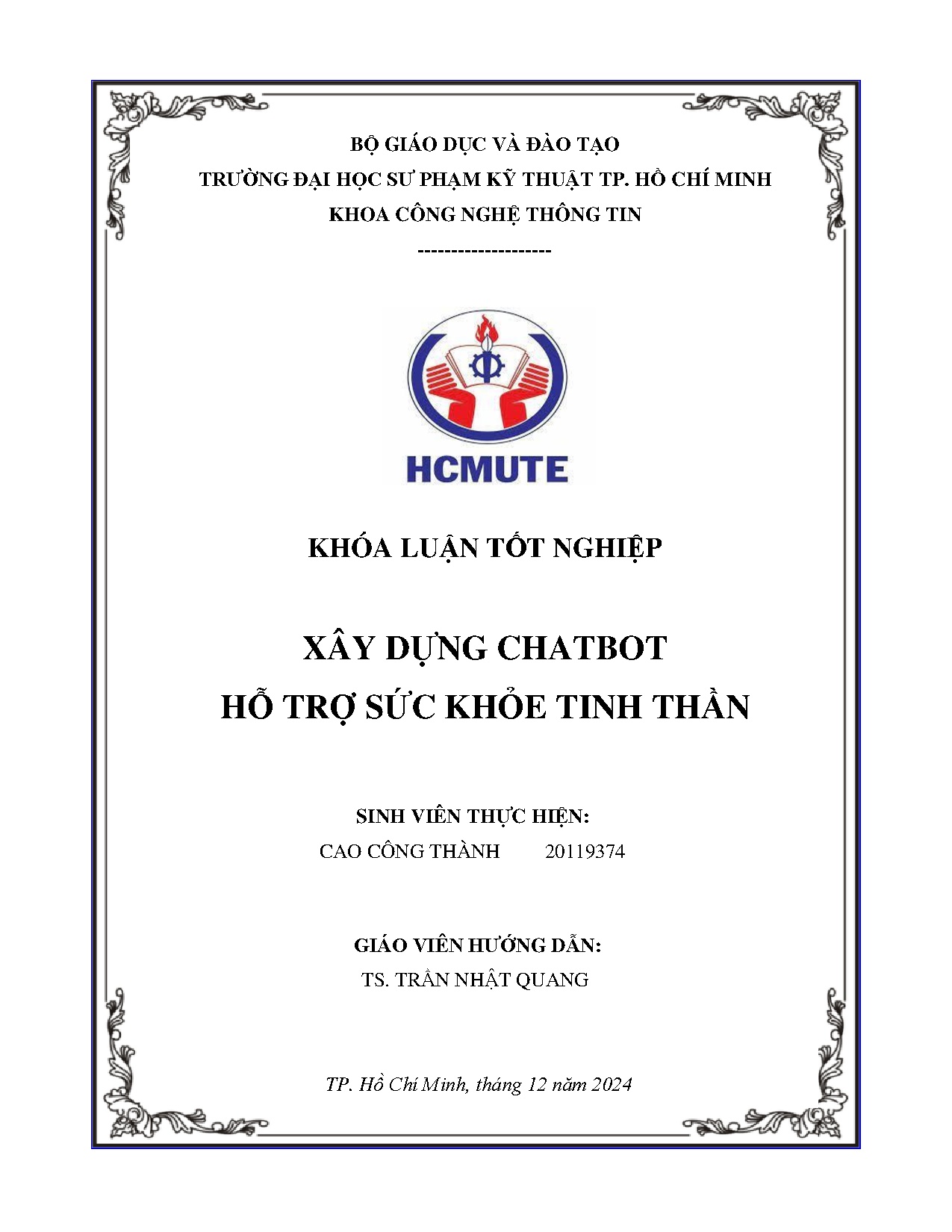 Đồ án tốt nghiệp - Xây dựng chatbot hỗ trợ sức khỏe tinh thần