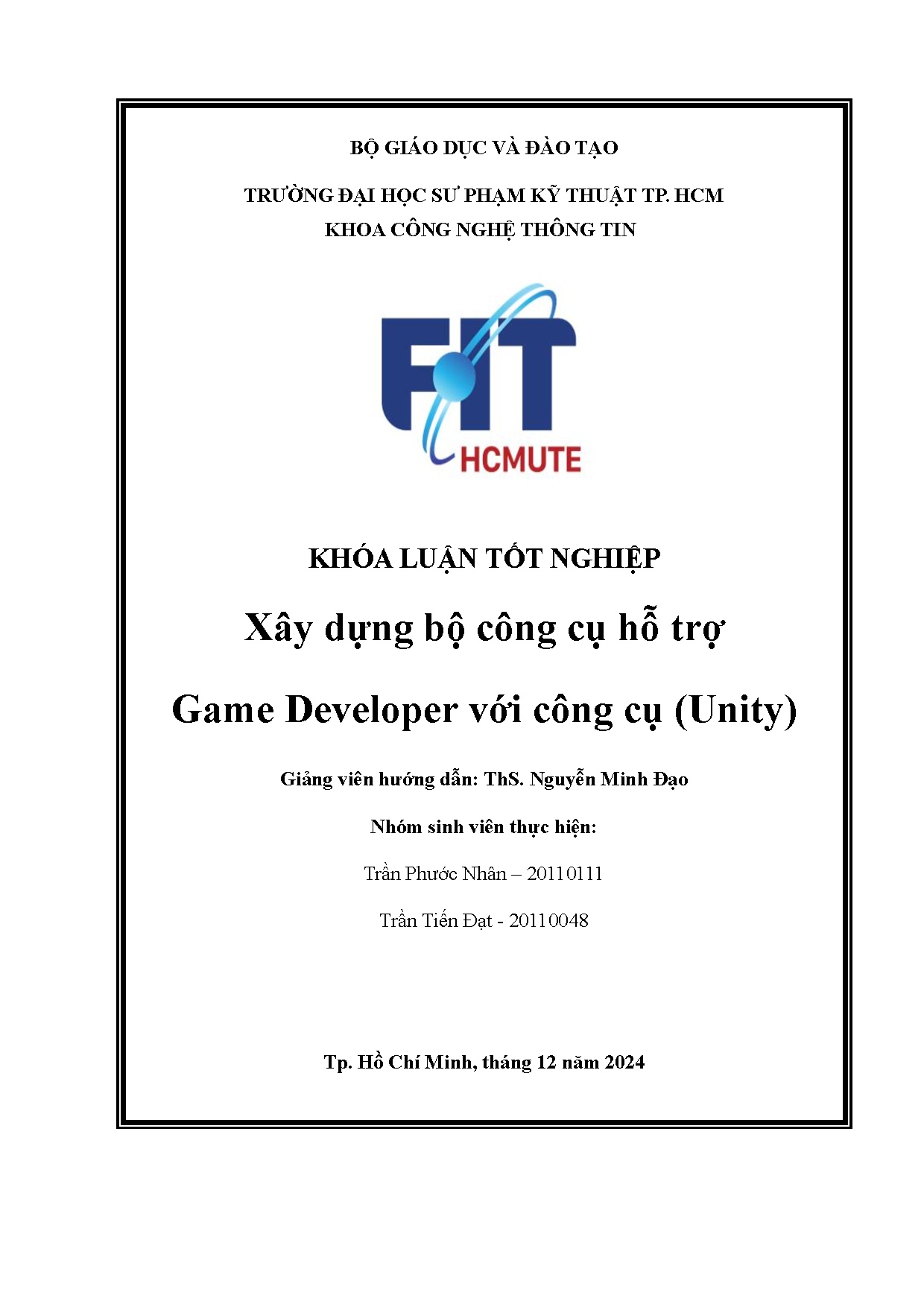 Đồ án tốt nghiệp - Xây dựng bộ công cụ hỗ trợ Game Developer với công cụ (Unity)