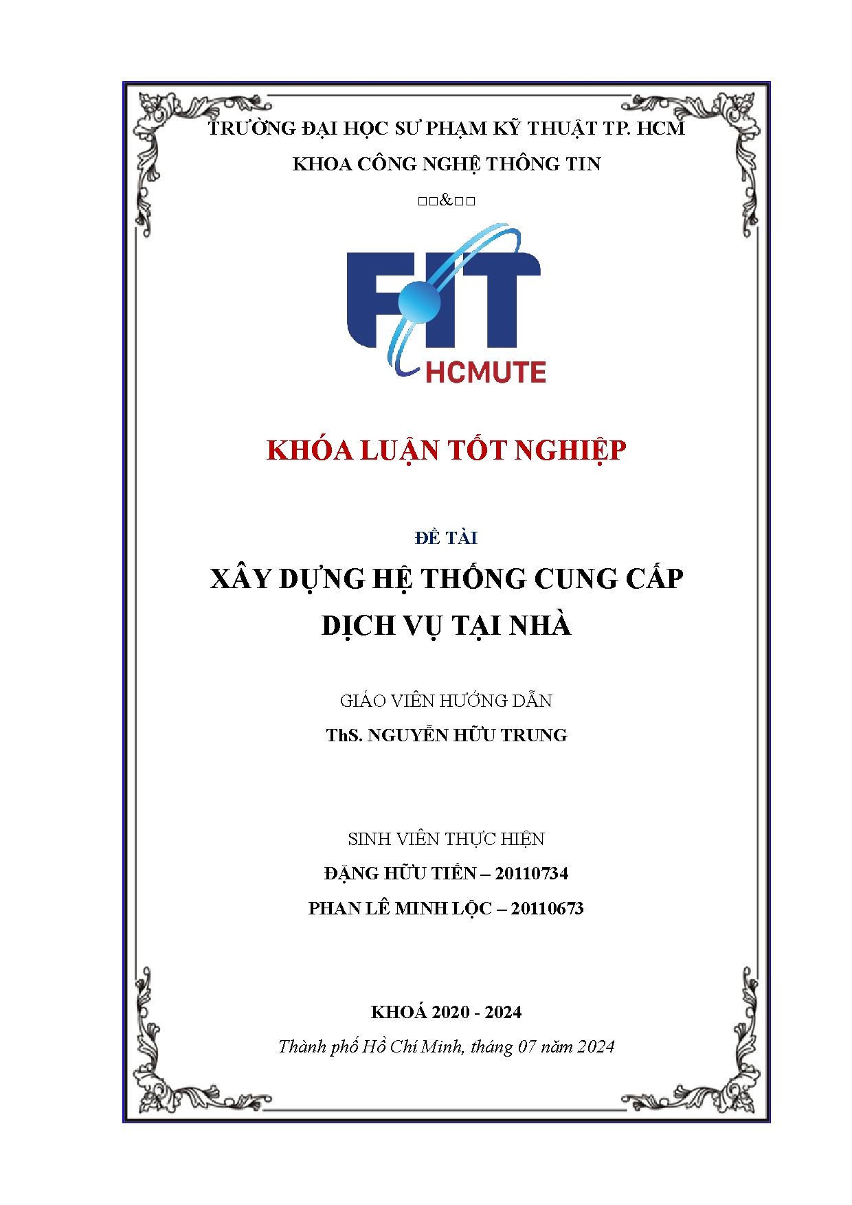 Đồ án tốt nghiệp - Xây dựng hệ thống cung cấp dịch vụ tại nhà