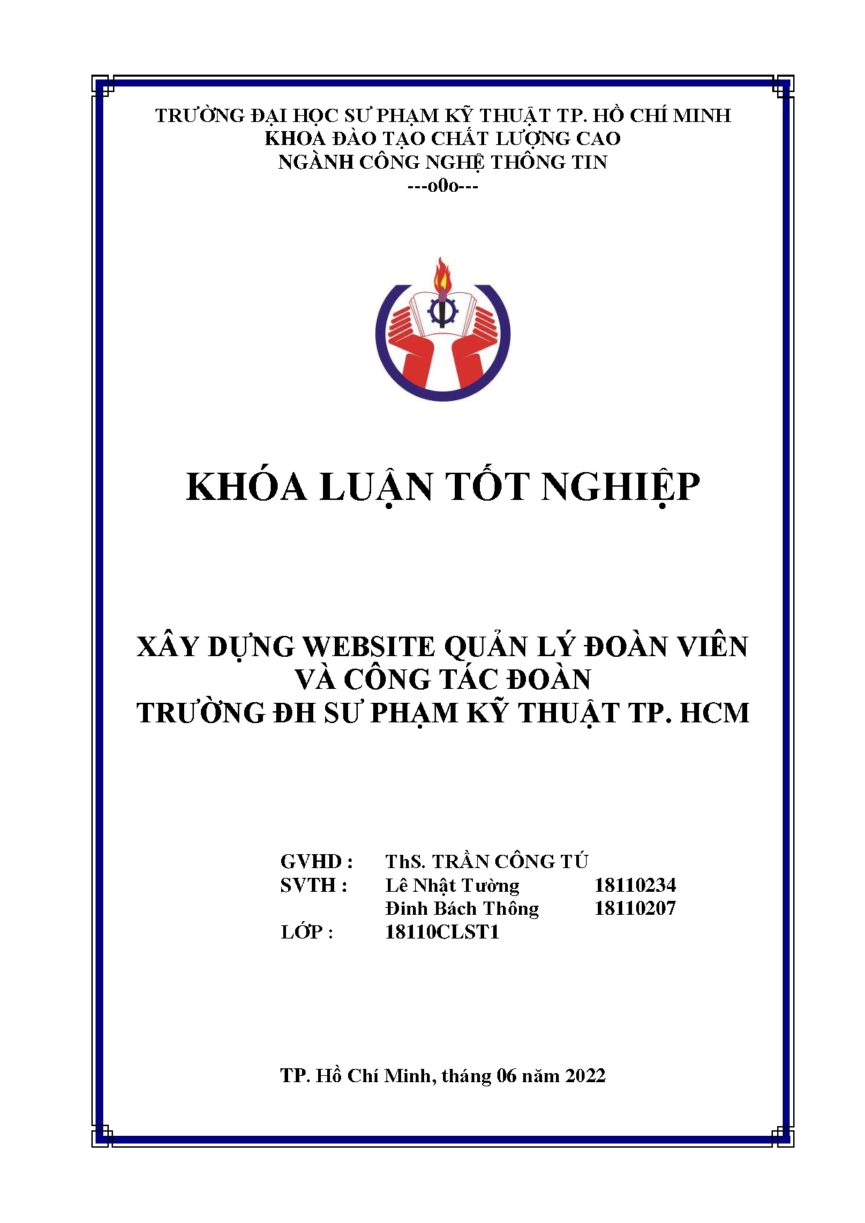 Đồ án tốt nghiệp - Xây dựng website quản lý đoàn viên và công tác đoàn Trường ĐH Sư phạm Kỹ thuật T