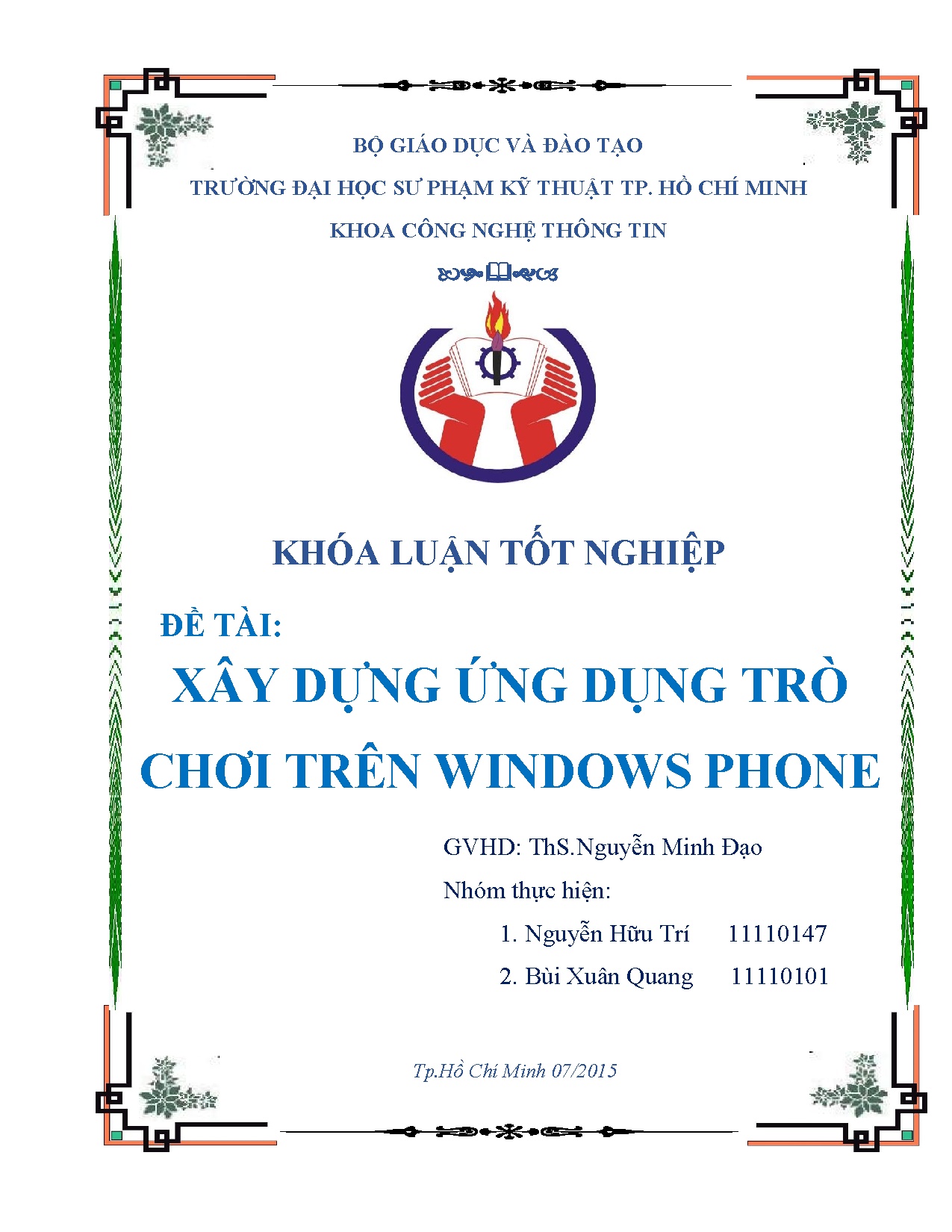 Đồ án tốt nghiệp - Xây dựng ứng dụng trò chơi trên Windows phone