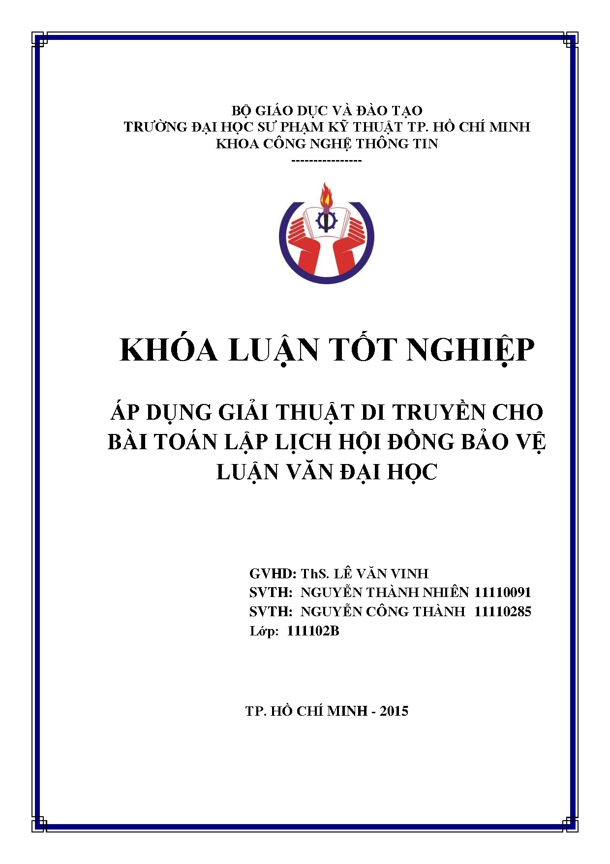 Đồ án tốt nghiệp - Áp dụng giải thuật di truyền cho bài toán lập lịch hội đồng bảo vệ luận văn đại H