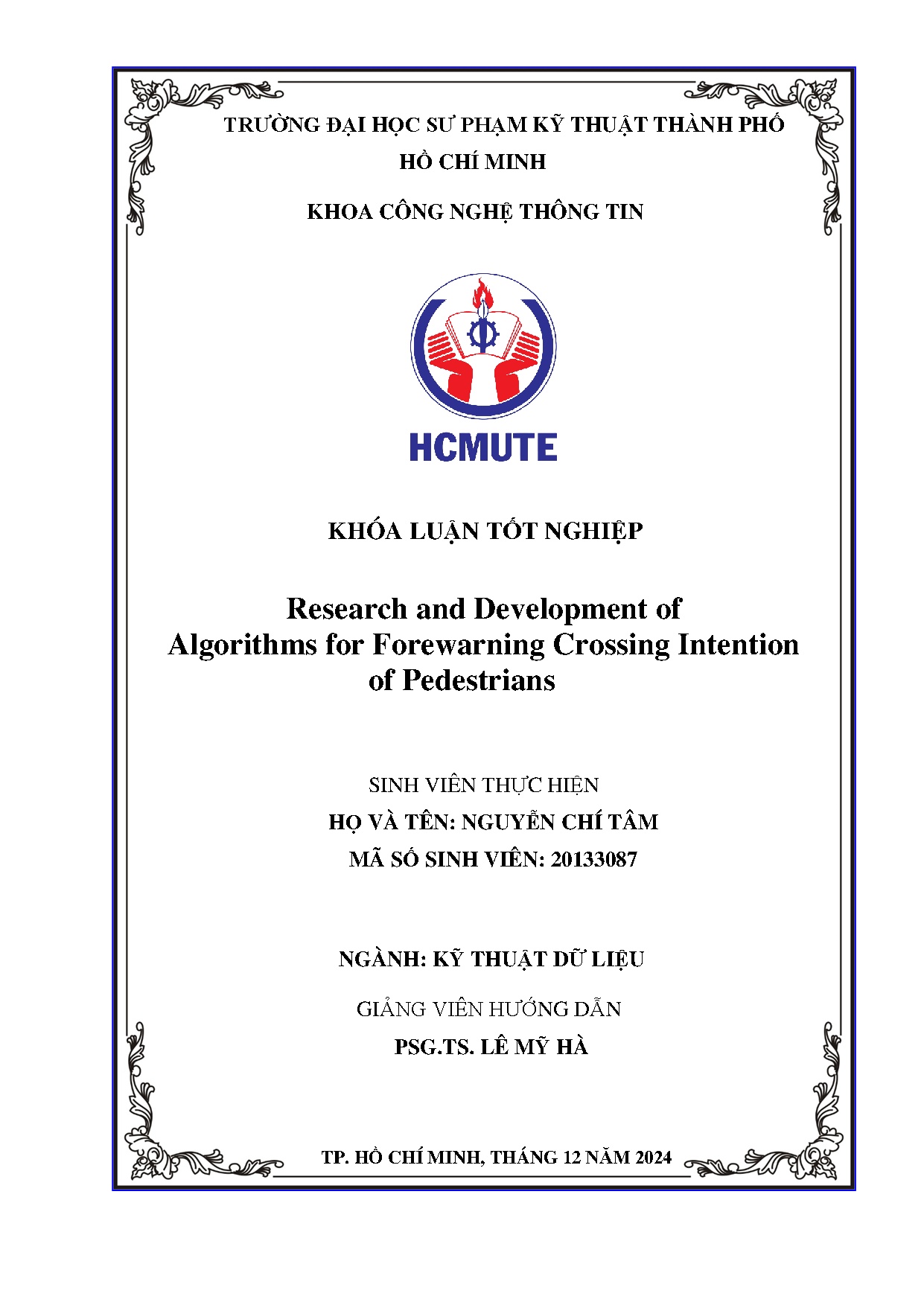 Đồ án tốt nghiệp - Research and Development of Algorithms for Forewarning Crossing Intention of P
