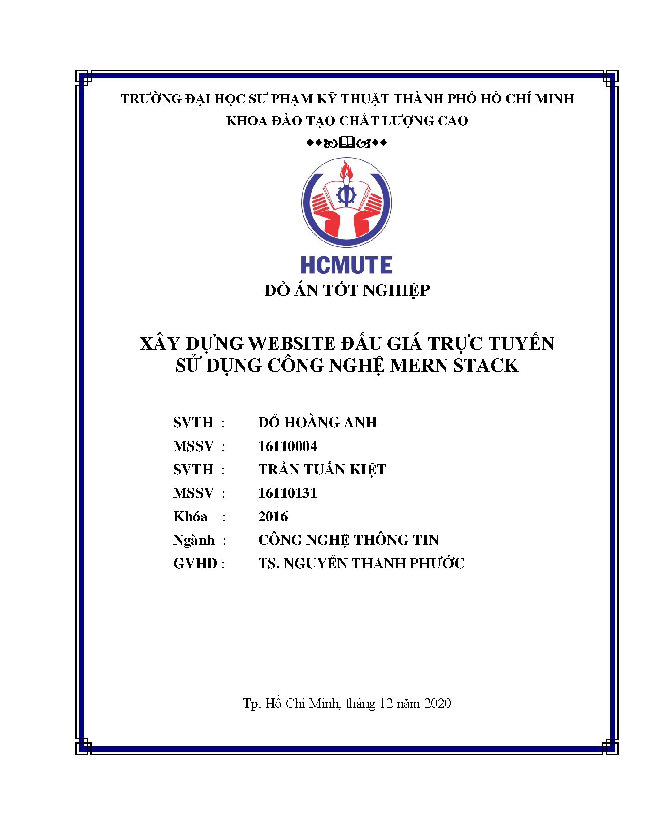 Đồ án tốt nghiệp - Xây dựng website đấu giá trực tuyến sử dụng công nghệ Mern Stack