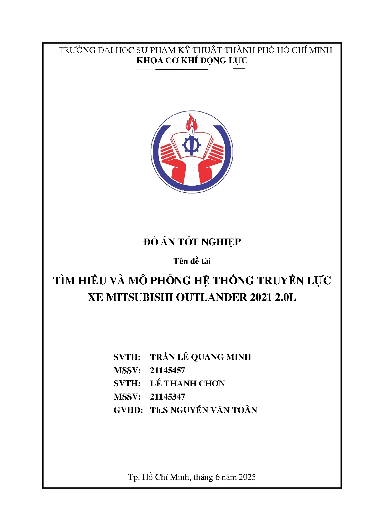Đồ án tốt nghiệp - Tìm hiểu và mô phỏng hệ thống truyền lực xe Mitsubishi Outlander 2021 2.0L