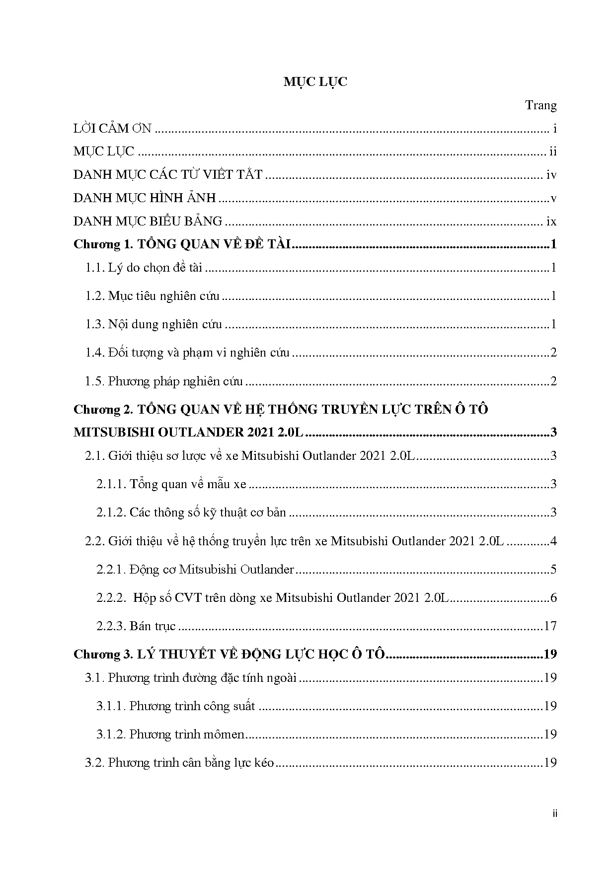 Đồ án tốt nghiệp - Tìm hiểu và mô phỏng hệ thống truyền lực xe Mitsubishi Outlander 2021 2.0L - Trang 4