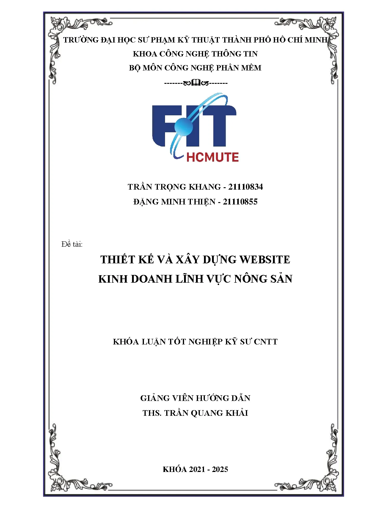 Đồ án tốt nghiệp - Thiết kế và xây dụng website kinh doanh lĩnh vực nông sản