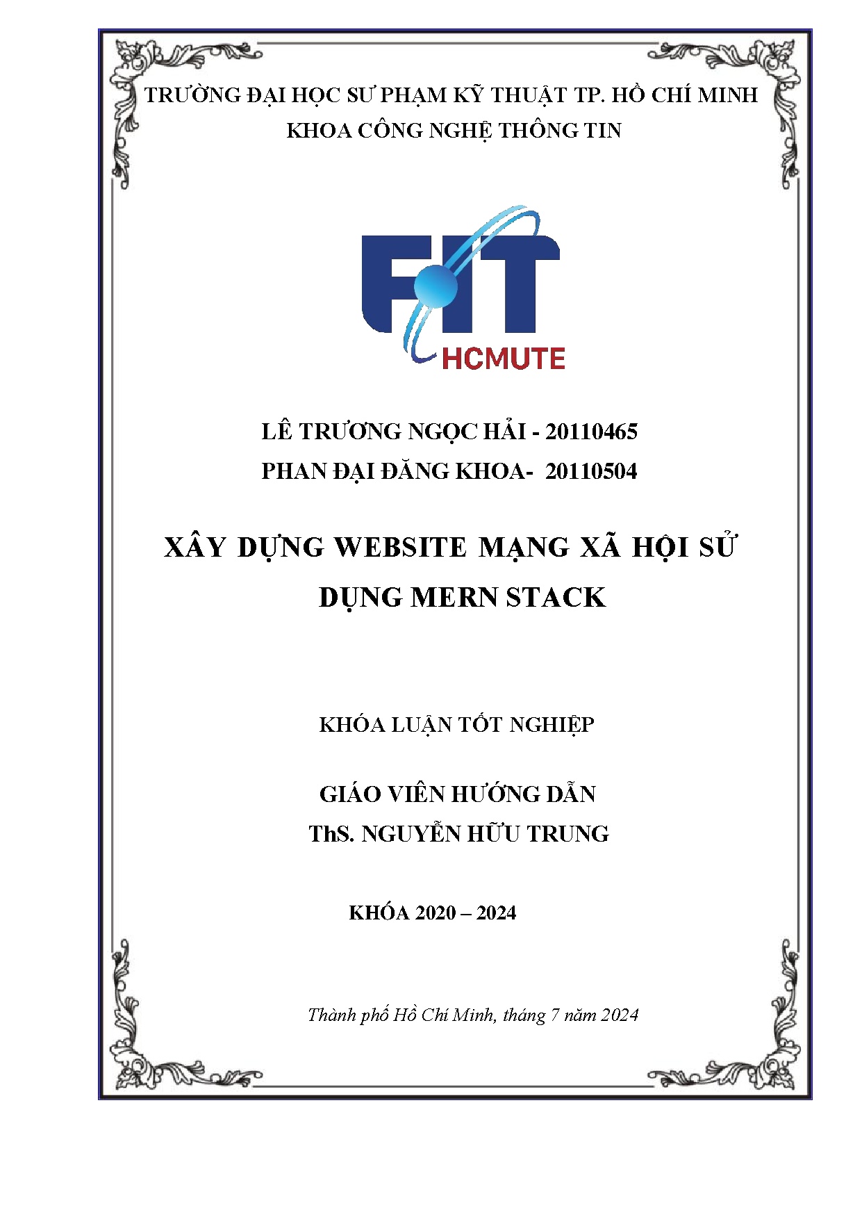 Đồ án tốt nghiệp - Xây dựng website mạng xã hội sử dụng mern stack