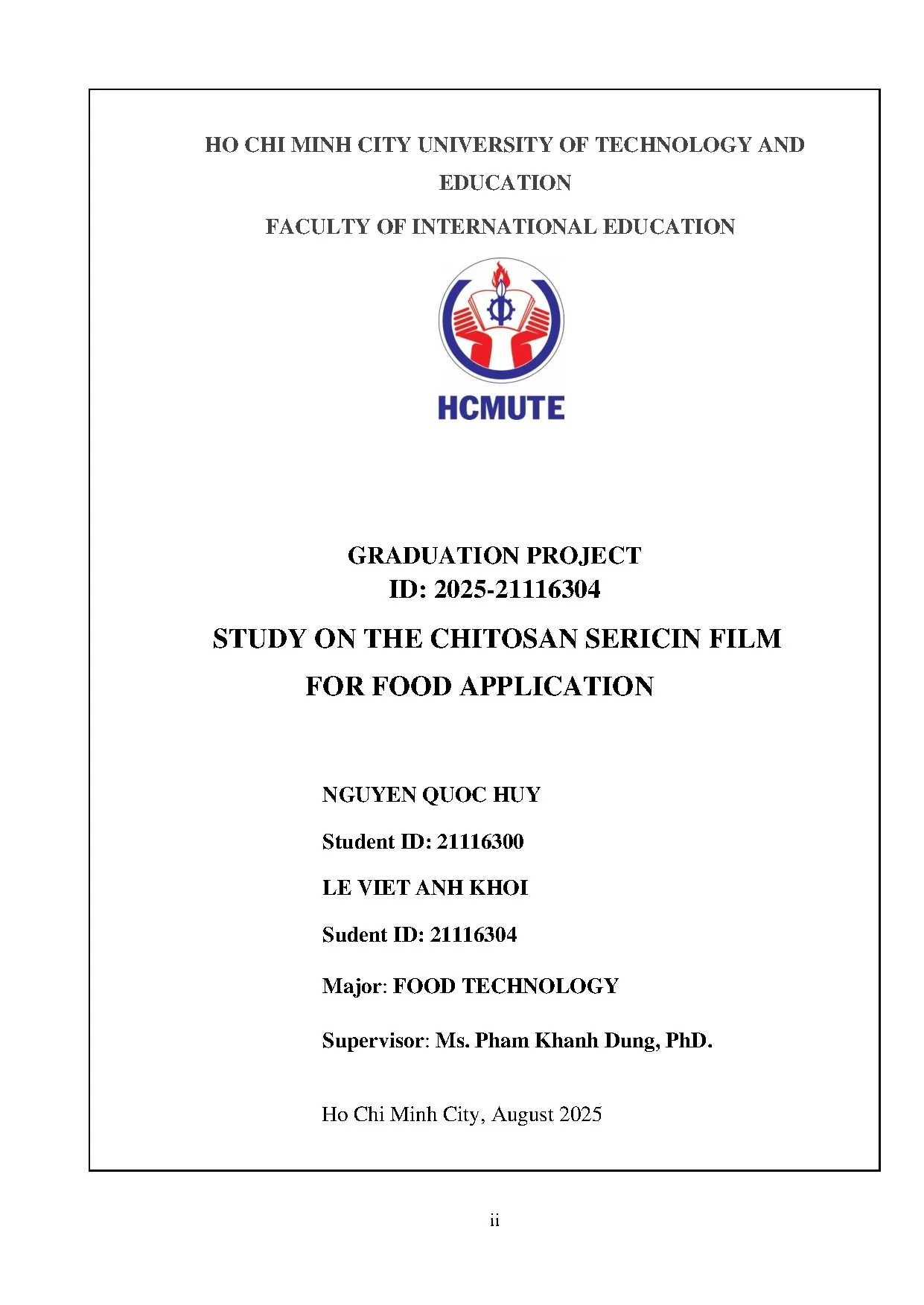 Đồ án tốt nghiệp - Study on the Chitosan - Sericin film for food application - Trang 2