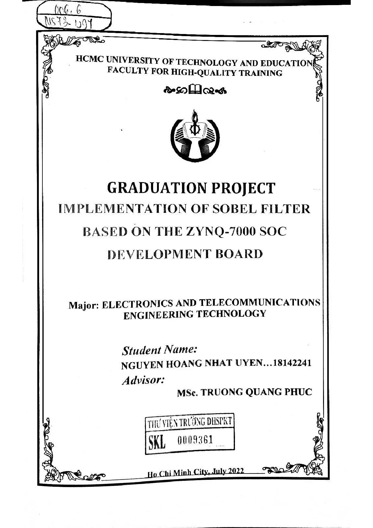 Đồ án tốt nghiệp - Implementation of sobel filter base on the ZYNQ-7000 SOC development board