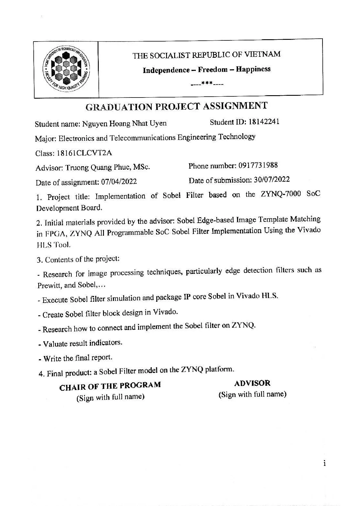 Đồ án tốt nghiệp - Implementation of sobel filter base on the ZYNQ-7000 SOC development board - Trang 2