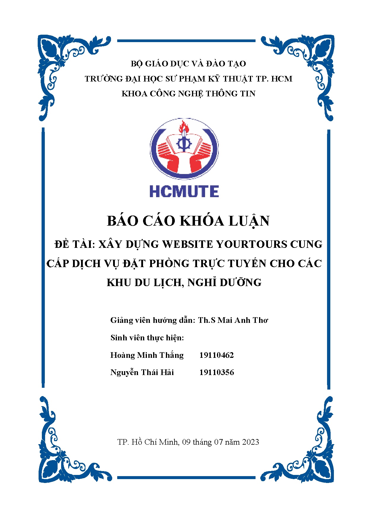 Đồ án tốt nghiệp - Xây dựng Website Yourtours cung cấp dịch vụ đặt phòng trực tuyến cho các khu DLND