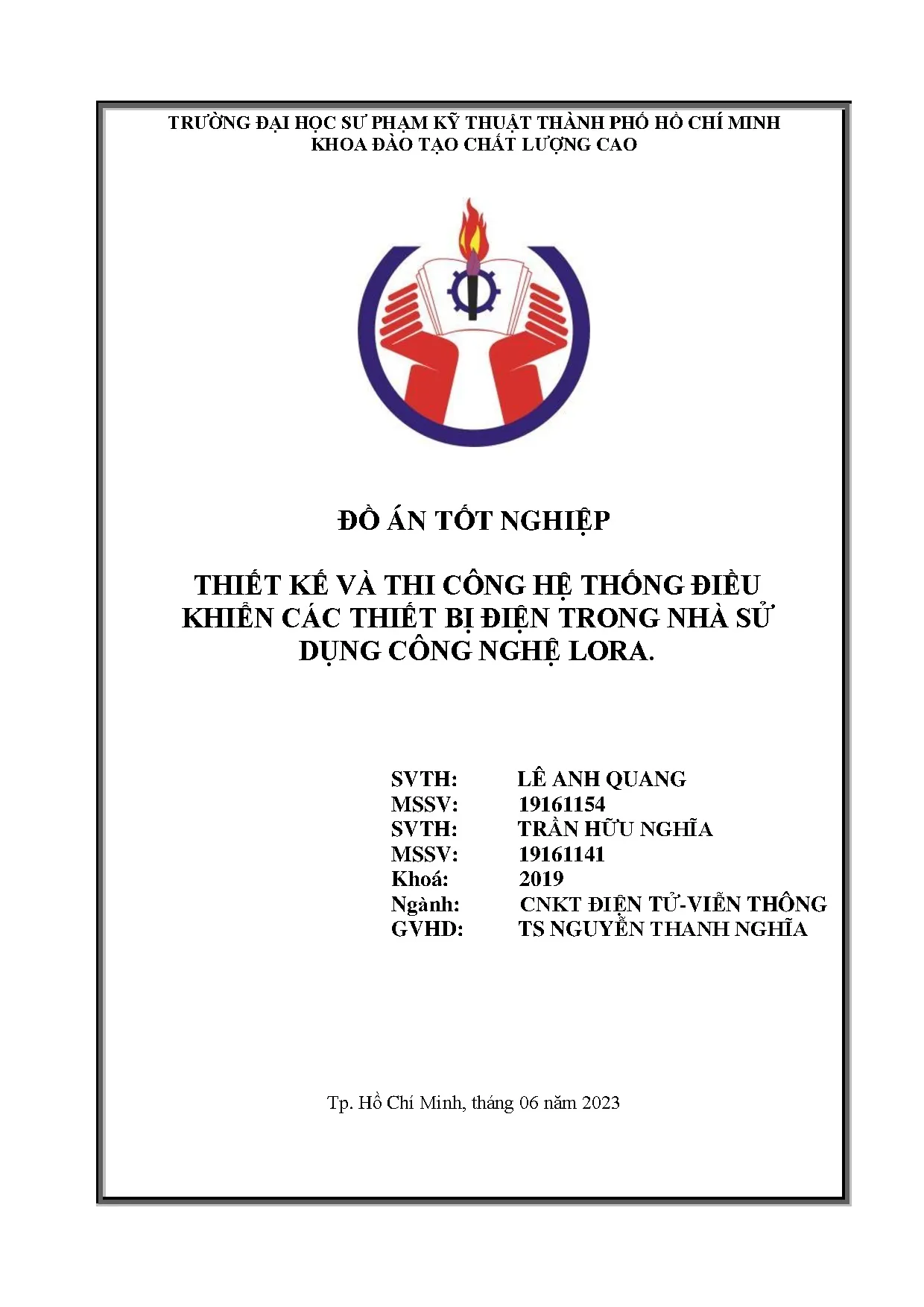 Đồ án tốt nghiệp - Thiết kế và thi công hệ thống điều khiển các thiết bị điện trong nhà sử dụng CNL