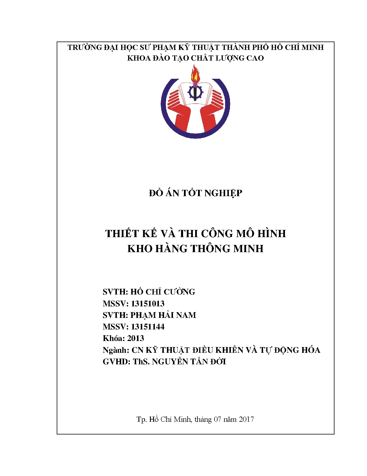 Đồ án tốt nghiệp - Thiết kế và thi công mô hình kho hàng thông minh