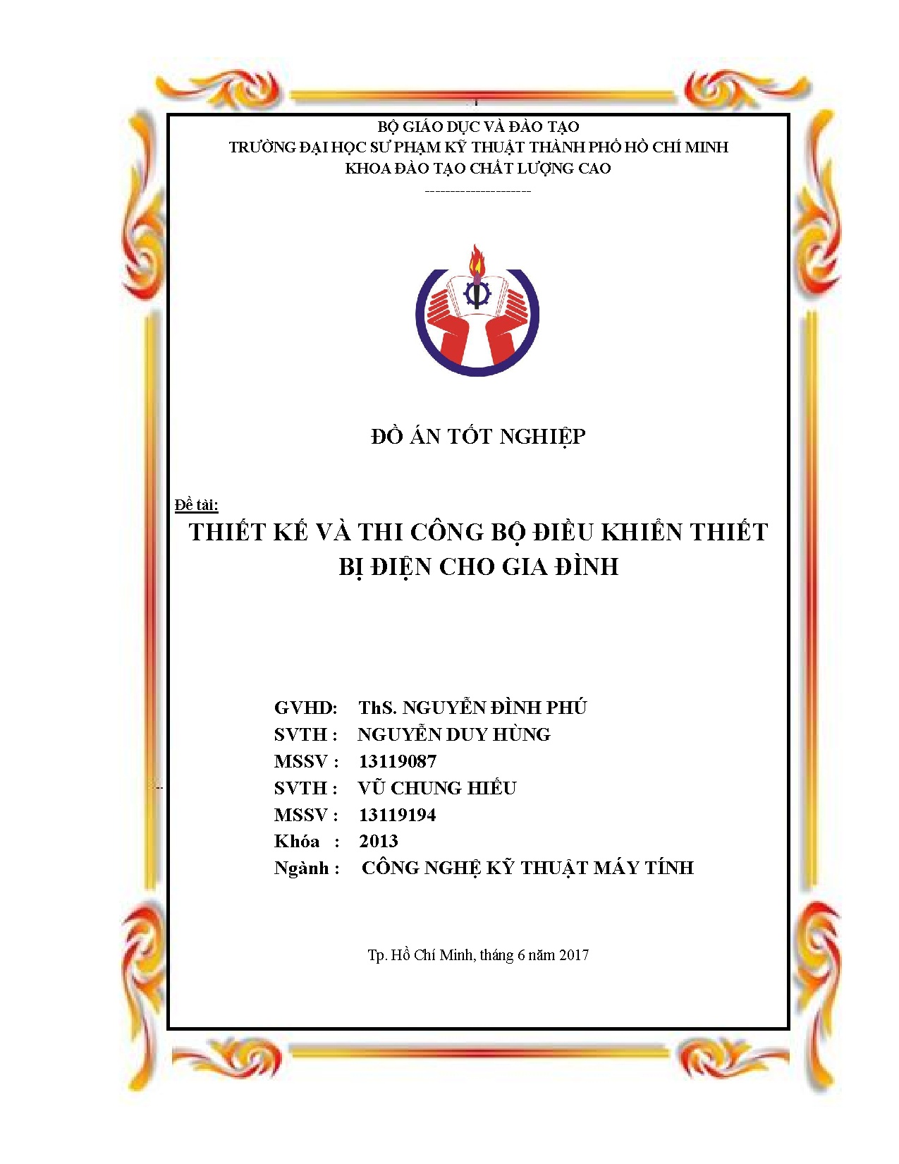 Đồ án tốt nghiệp - Thiết kế và thi công bộ điều khiển thiết bị điện cho gia đình