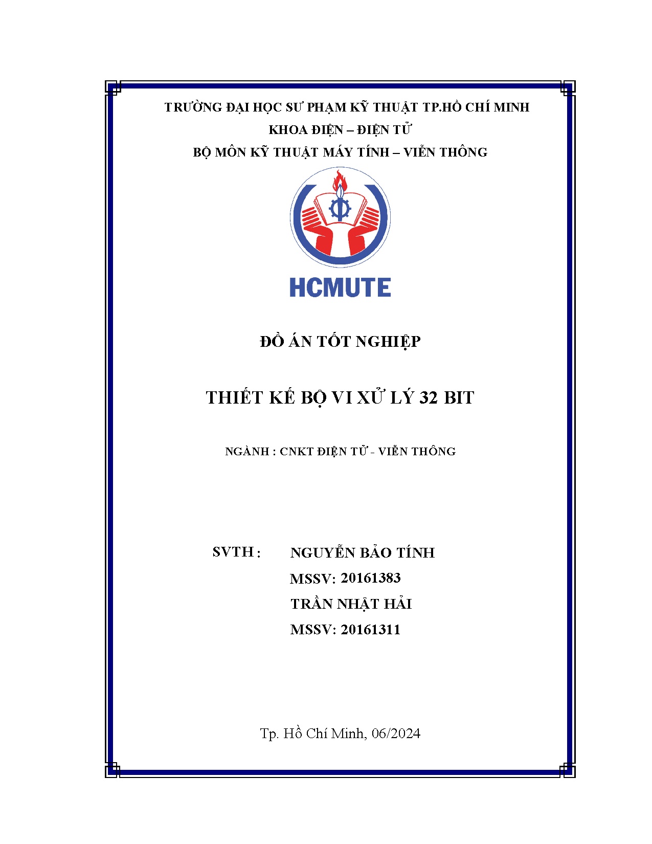 Đồ án tốt nghiệp - Thiết kế bộ vi xử lý 32 bit