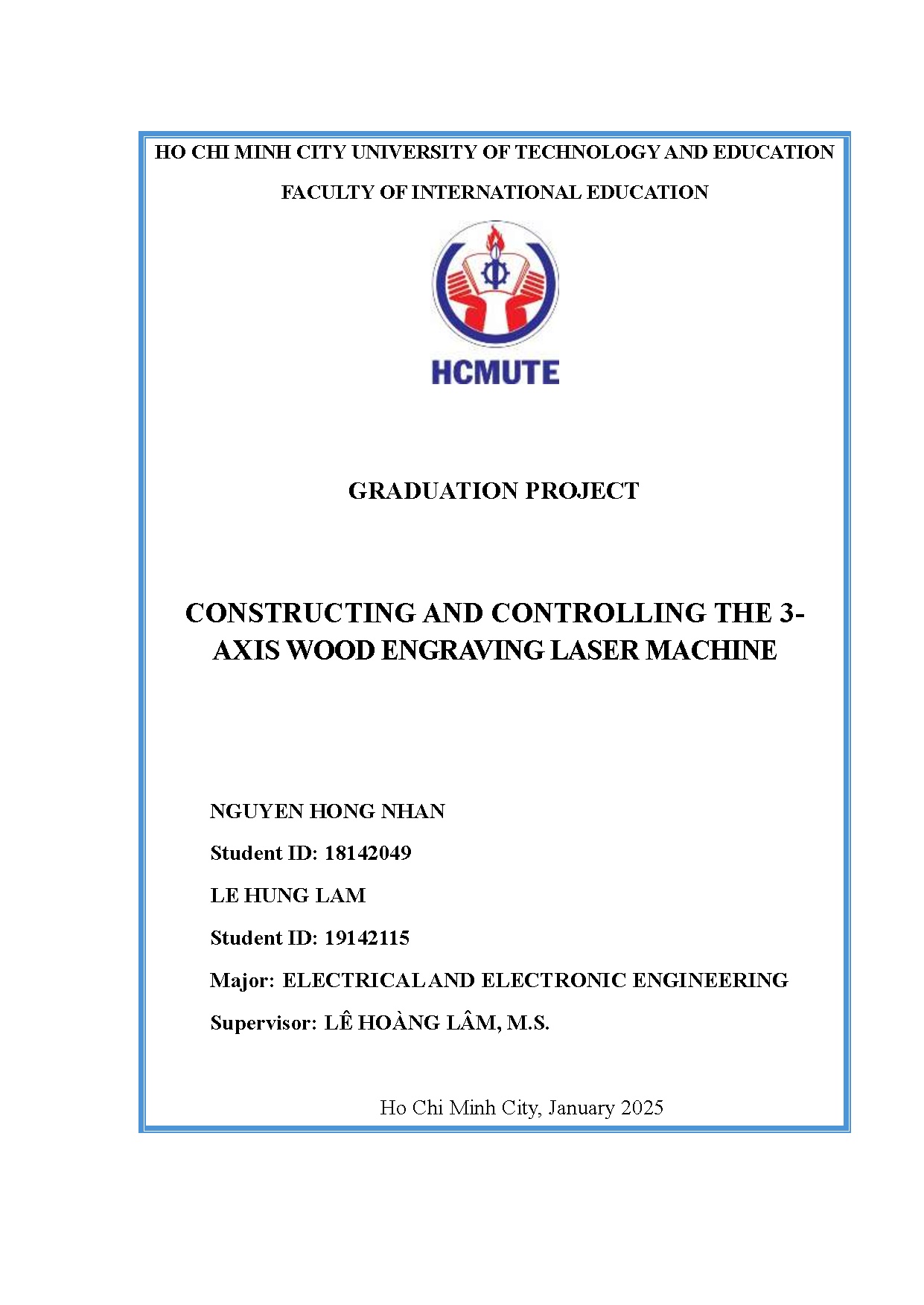 Đồ án tốt nghiệp - Constructing and controlling the 3-axis wood engraving laser machine