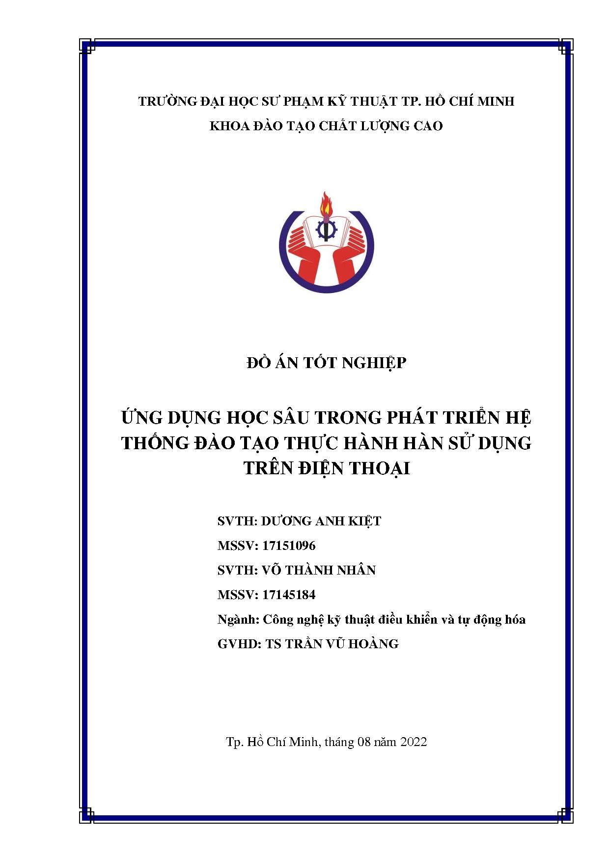 Đồ án tốt nghiệp - Ứng dụng học sâu trong phát triển hệ thống đào tạo thực hành hàn sử dụng trên ĐT