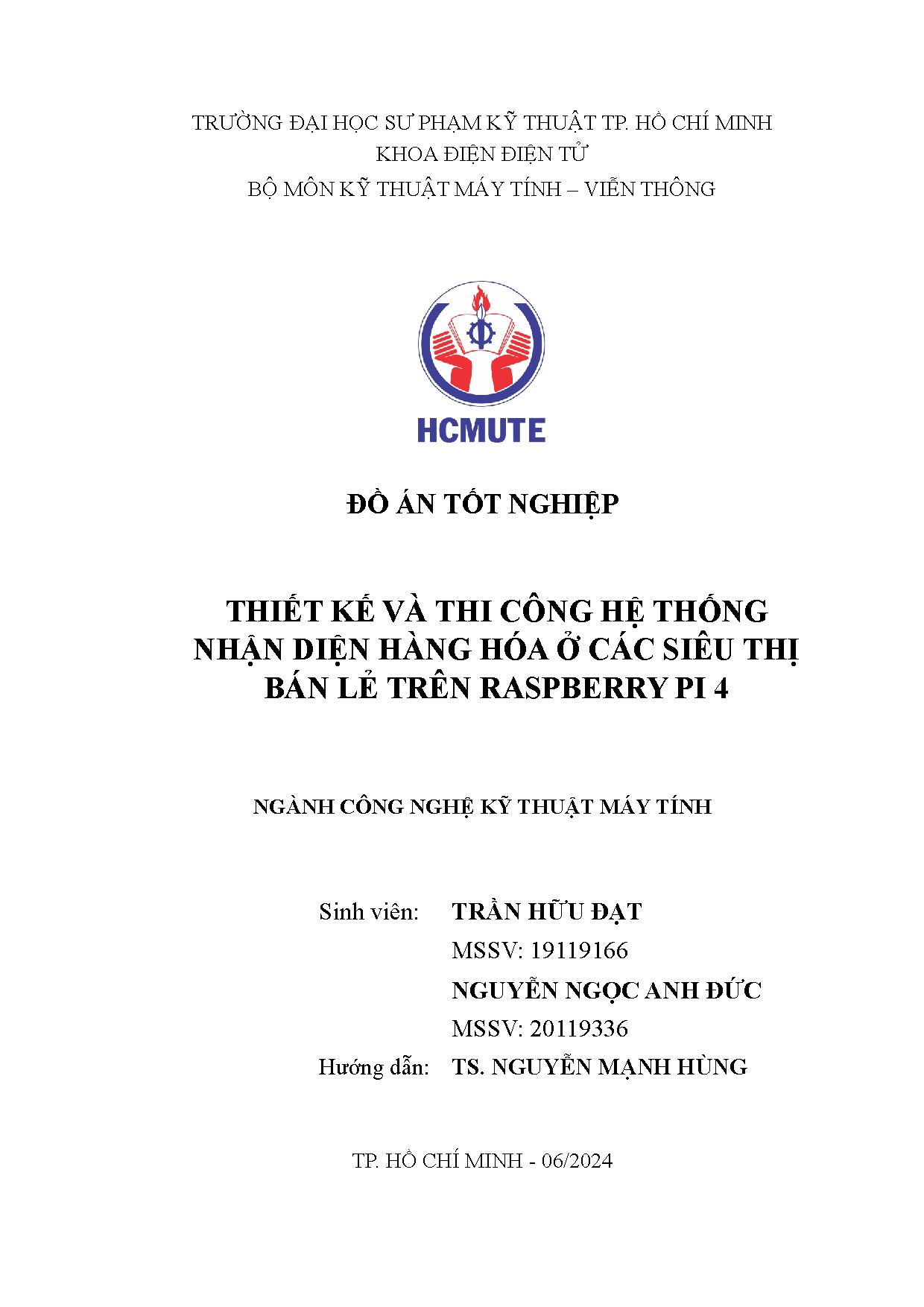 Đồ án tốt nghiệp - Thiết kế và thi công hệ thống nhận diện hàng hóa ở các siêu thị bán lẻ trên RP 4