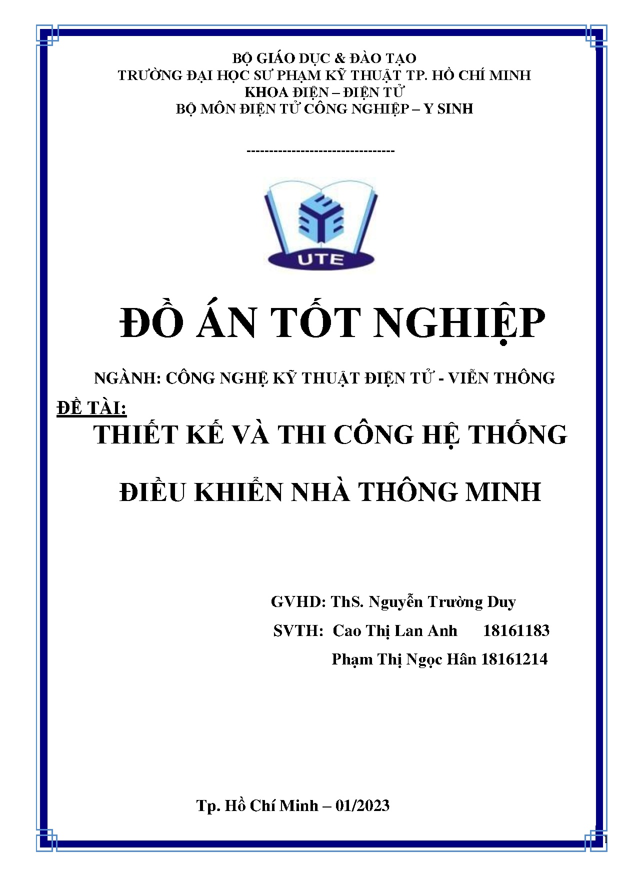 Đồ án tốt nghiệp - Thiết kế và thi công hệ thống điều khiển nhà thông minh