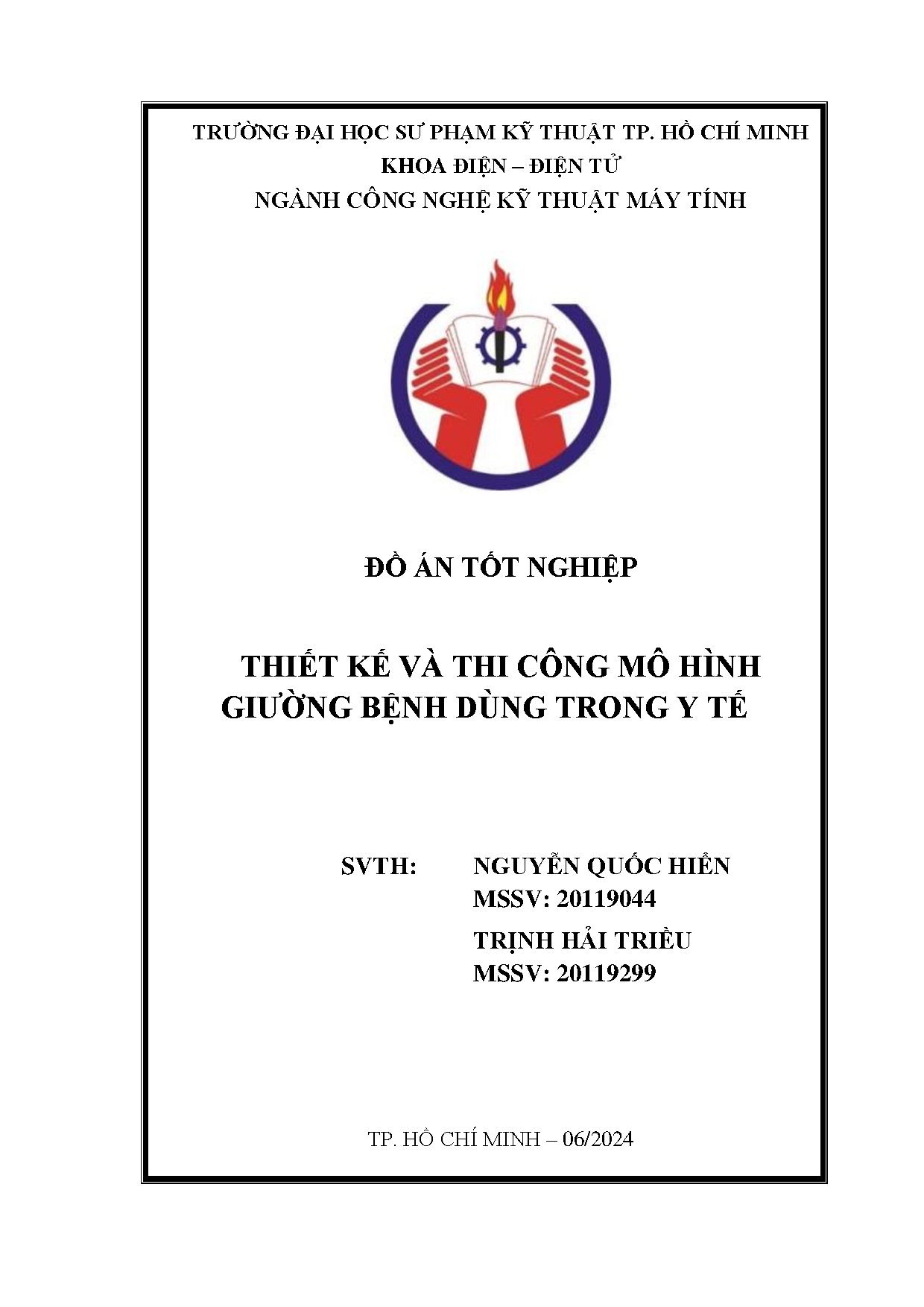 Đồ án tốt nghiệp - Thiết kế và thi công mô hình giường bệnh dùng trong y tế